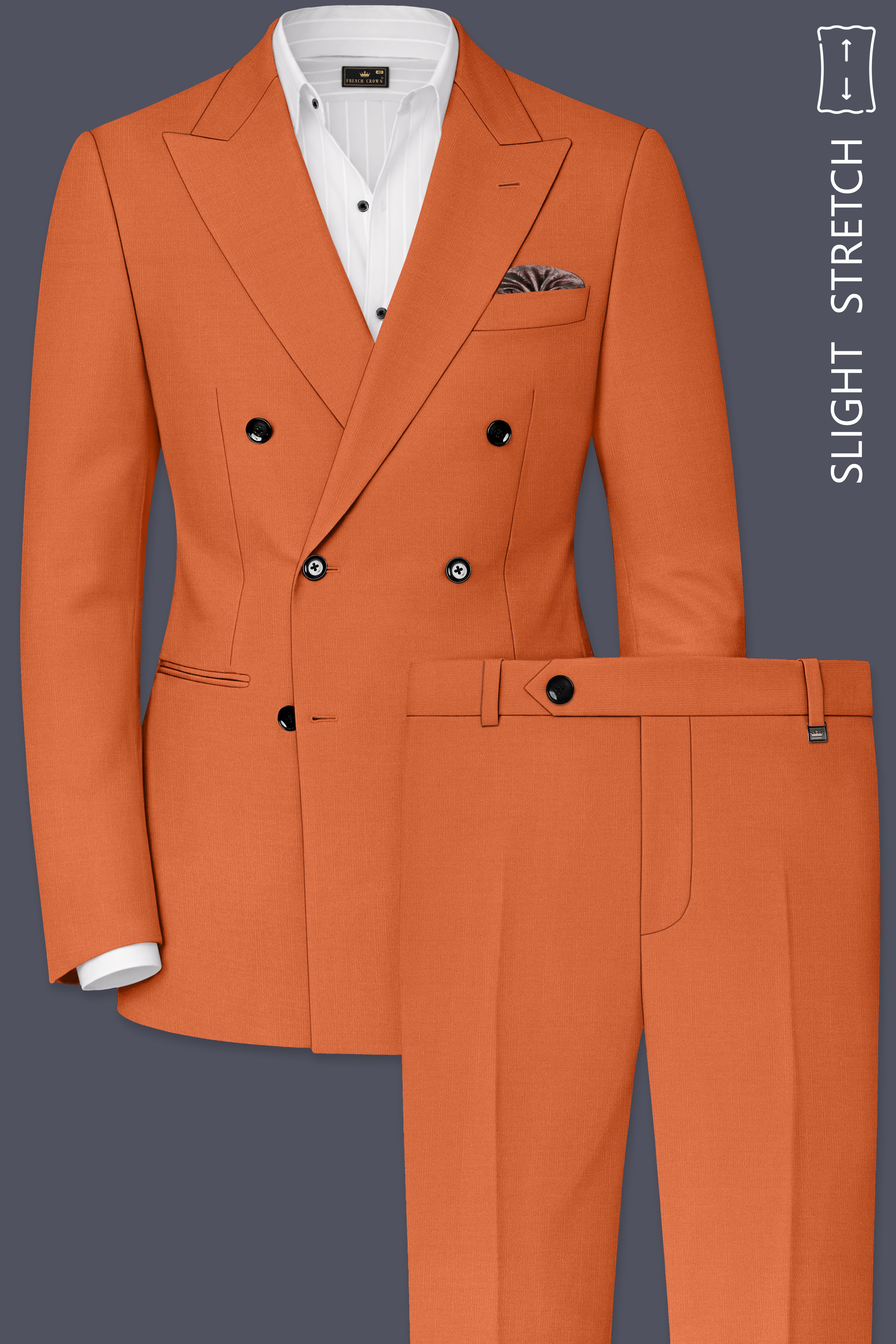 Prestige-Tuscany Orange Wool Rich Slight Stretch Double Breasted Suit