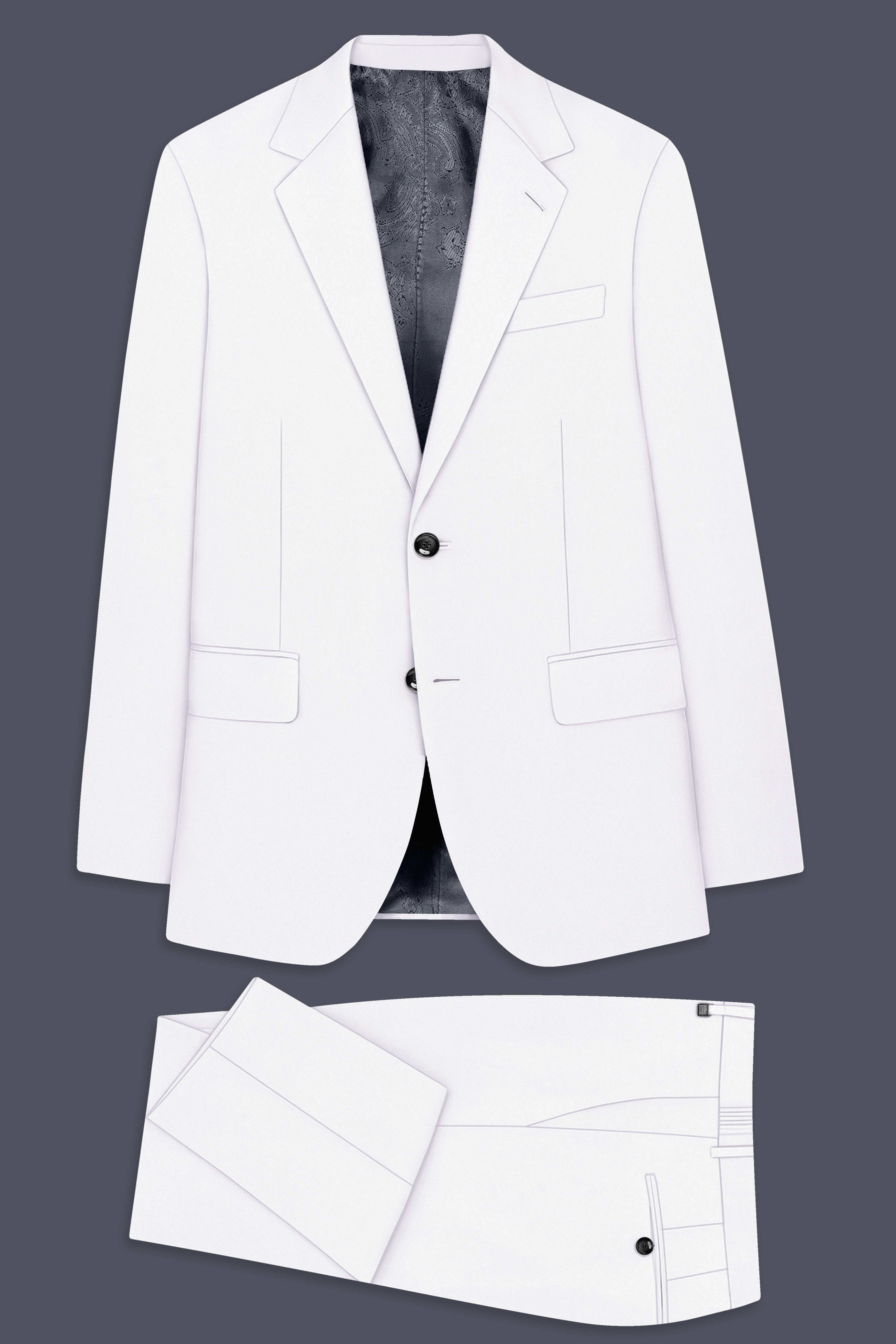 Aurello-Bright White Slight Stretch Subtle Sheen Poly-Viscose Single Breasted Suit