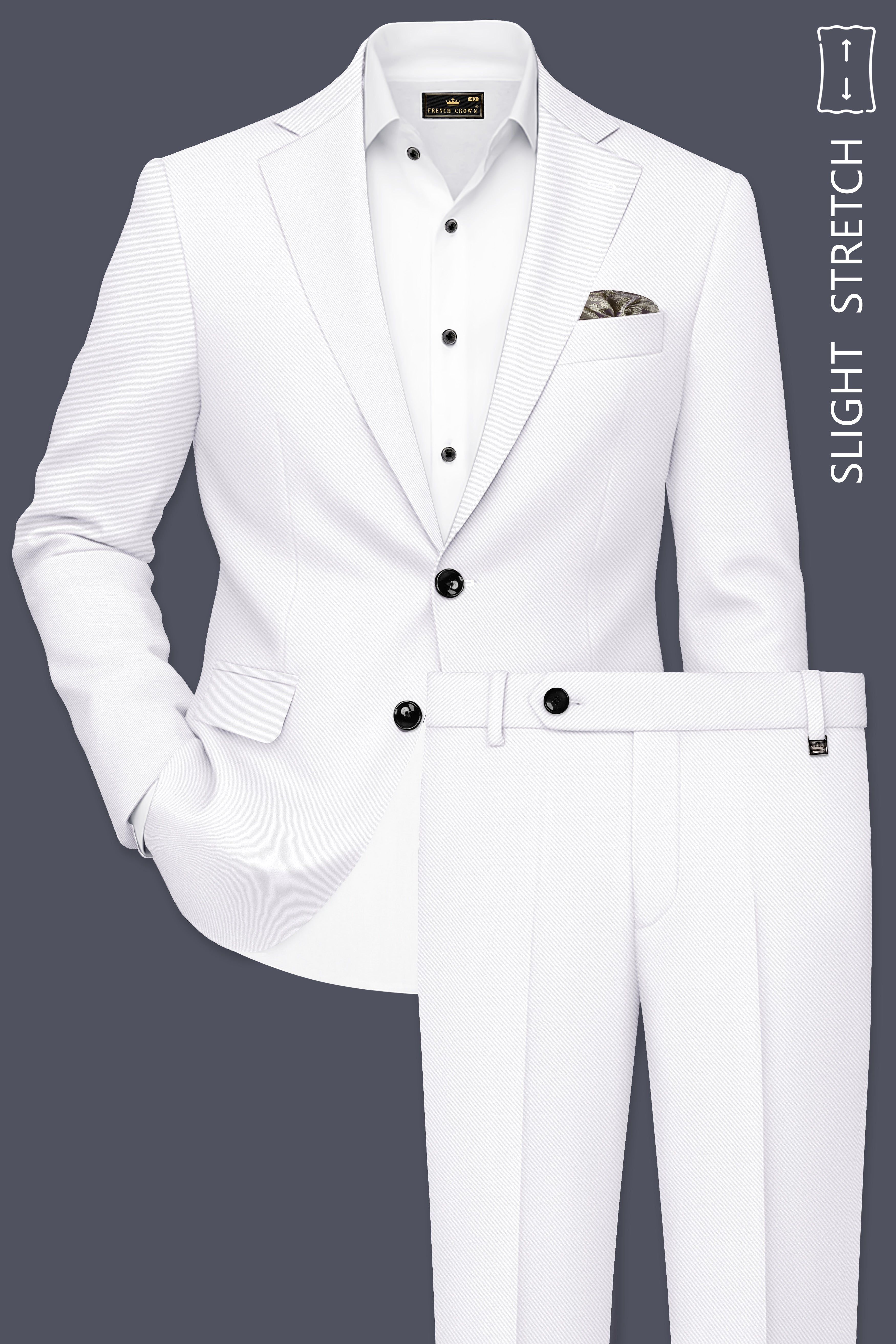 Aurello-Bright White Slight Stretch Subtle Sheen Poly-Viscose Single Breasted Suit