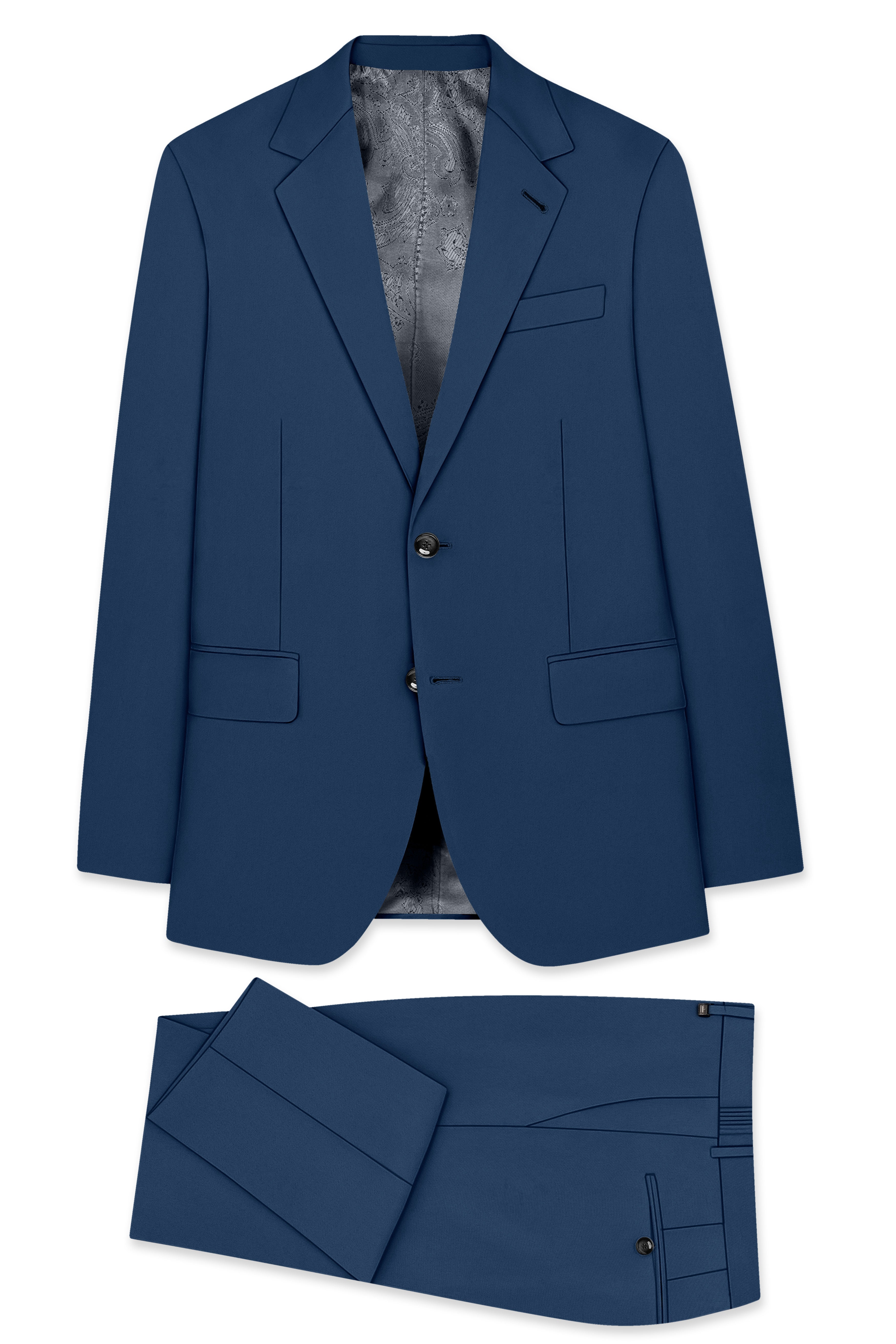 Azuron-Rhino Blue Slight Stretch Subtle Sheen Poly-Viscose Single Breasted Suit ST5519-SB-36, ST5519-SB-38, ST5519-SB-40, ST5519-SB-42, ST5519-SB-44, ST5519-SB-46, ST5519-SB-48, ST5519-SB-50, ST5519-SB-52, ST5519-SB-54, ST5519-SB-56, ST5519-SB-58, ST5519-SB-60