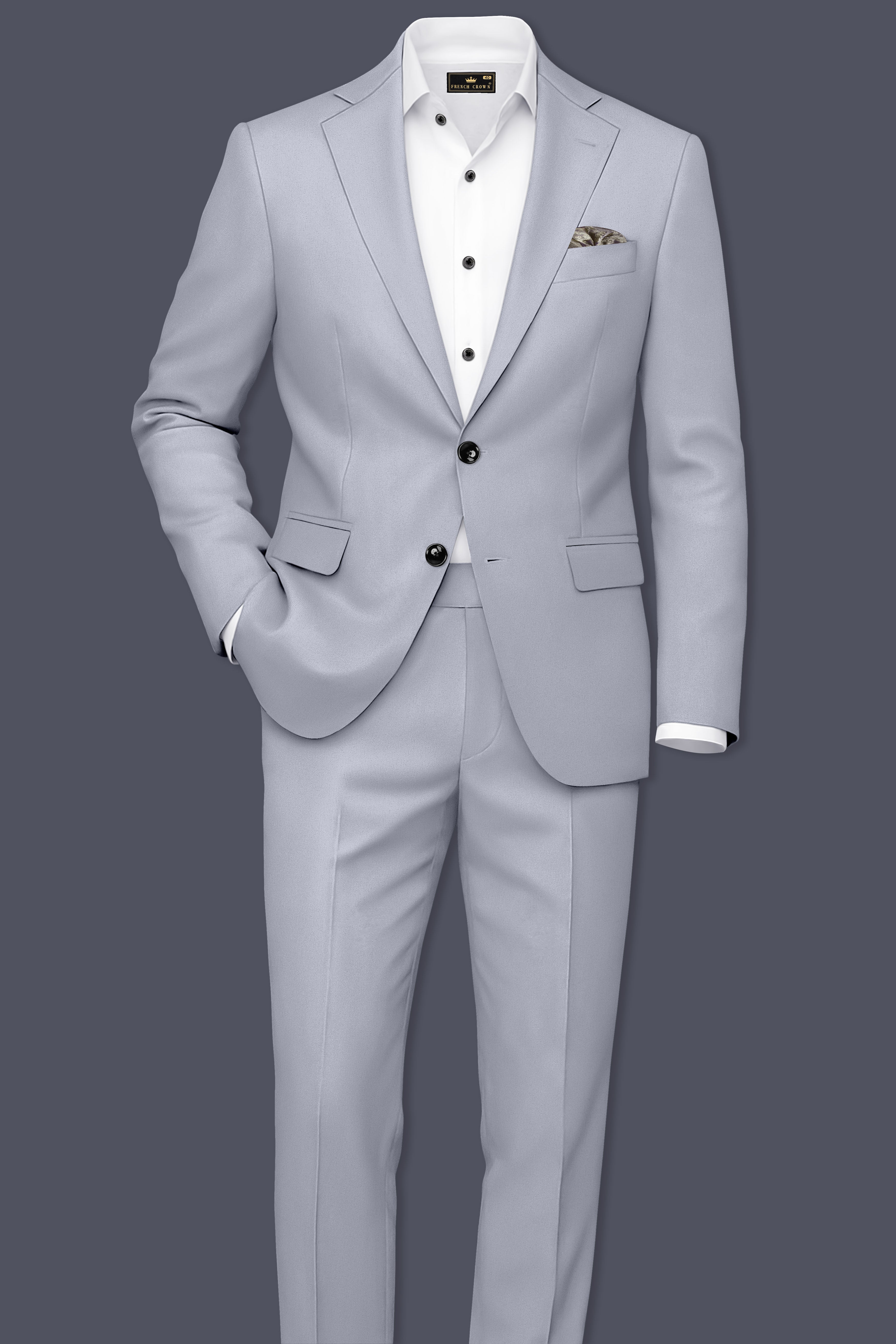 Ashvaro-Manatee Gray Slight Stretch Subtle Sheen Poly-Viscose Single Breasted Suit
