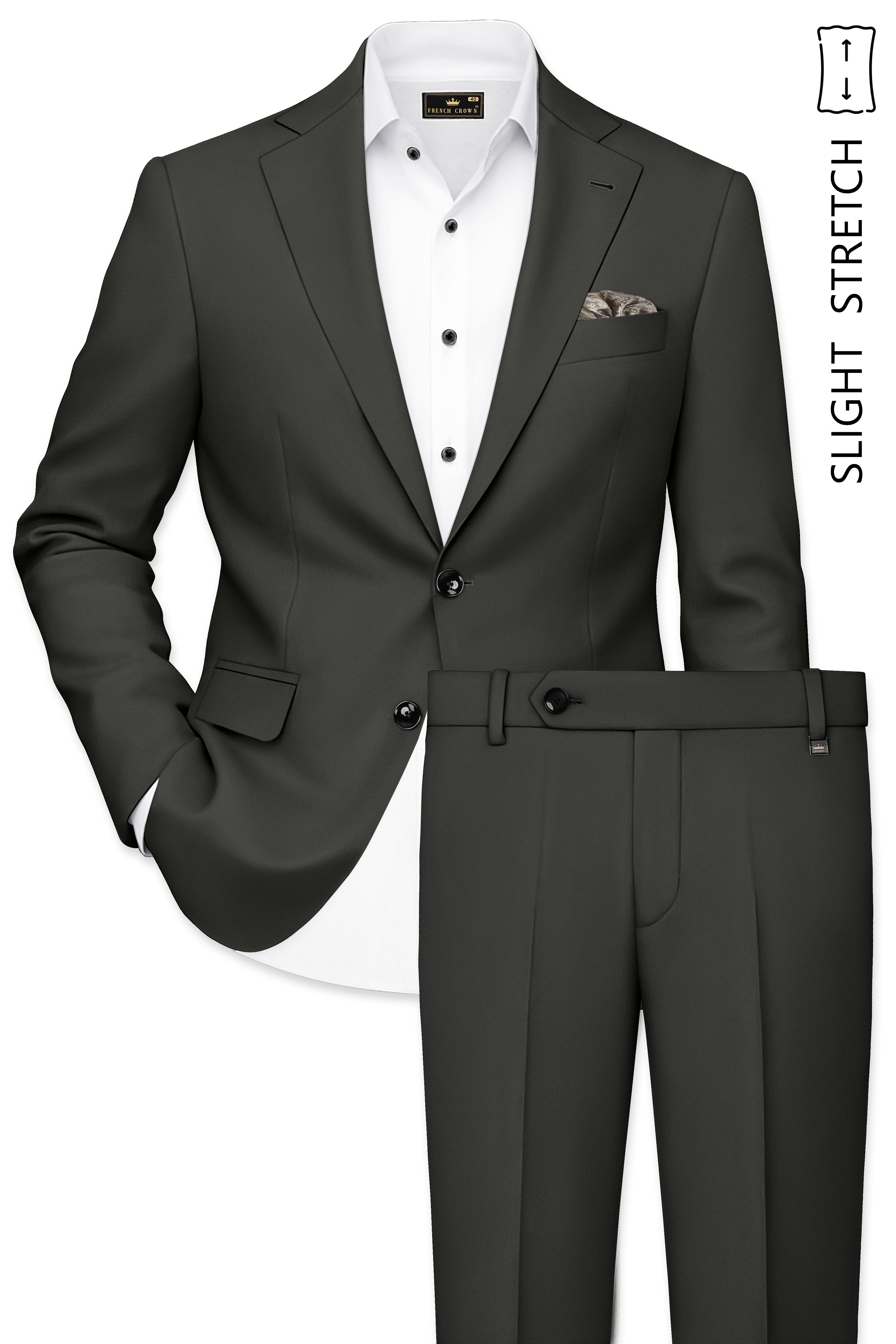 Emeron-Seaweed Green Slight Stretch Subtle Sheen Poly-Viscose Single Breasted Suit