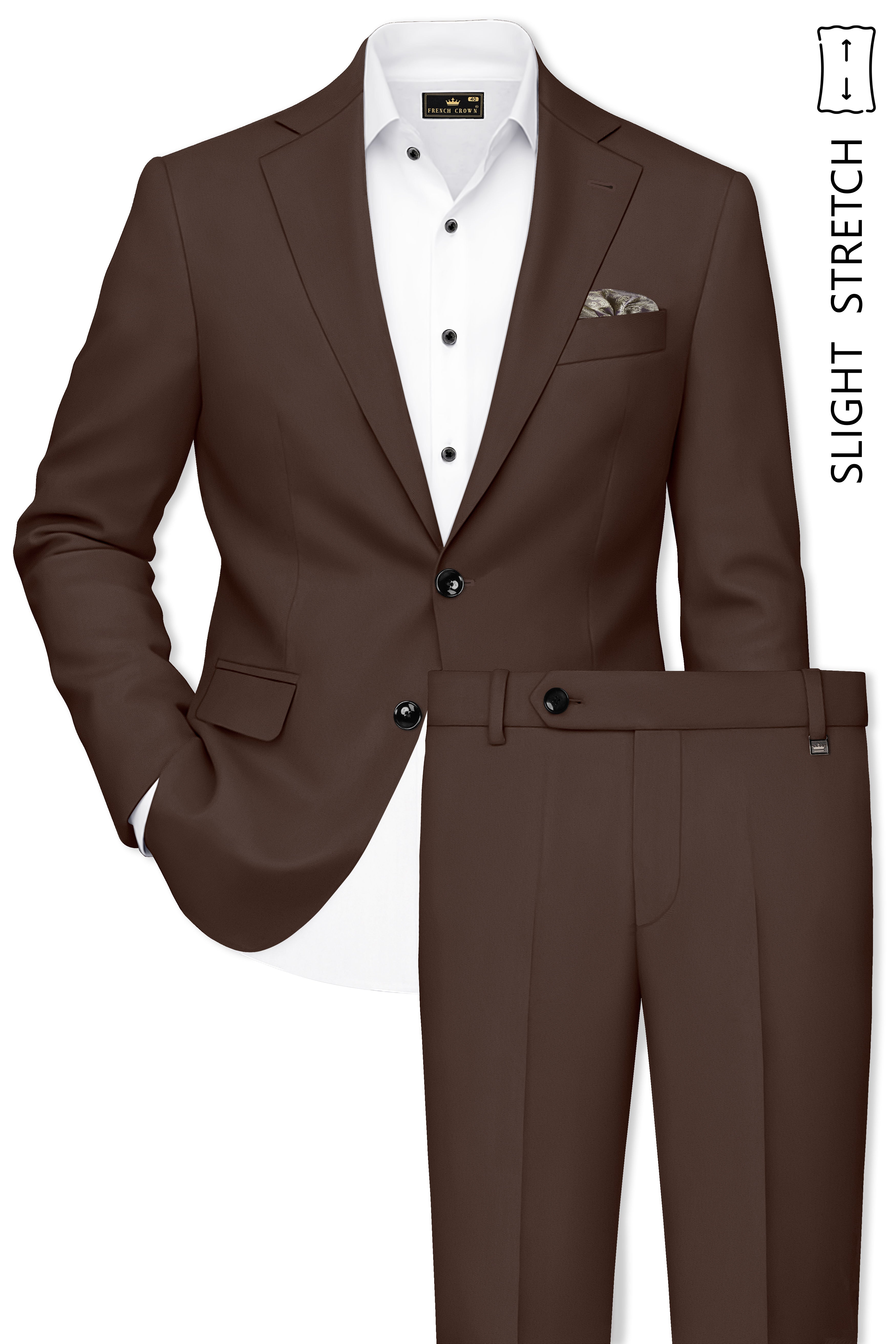 Dunaro-Taupe Brown Slight Stretch Subtle Sheen Poly-Viscose Single Breasted Suit