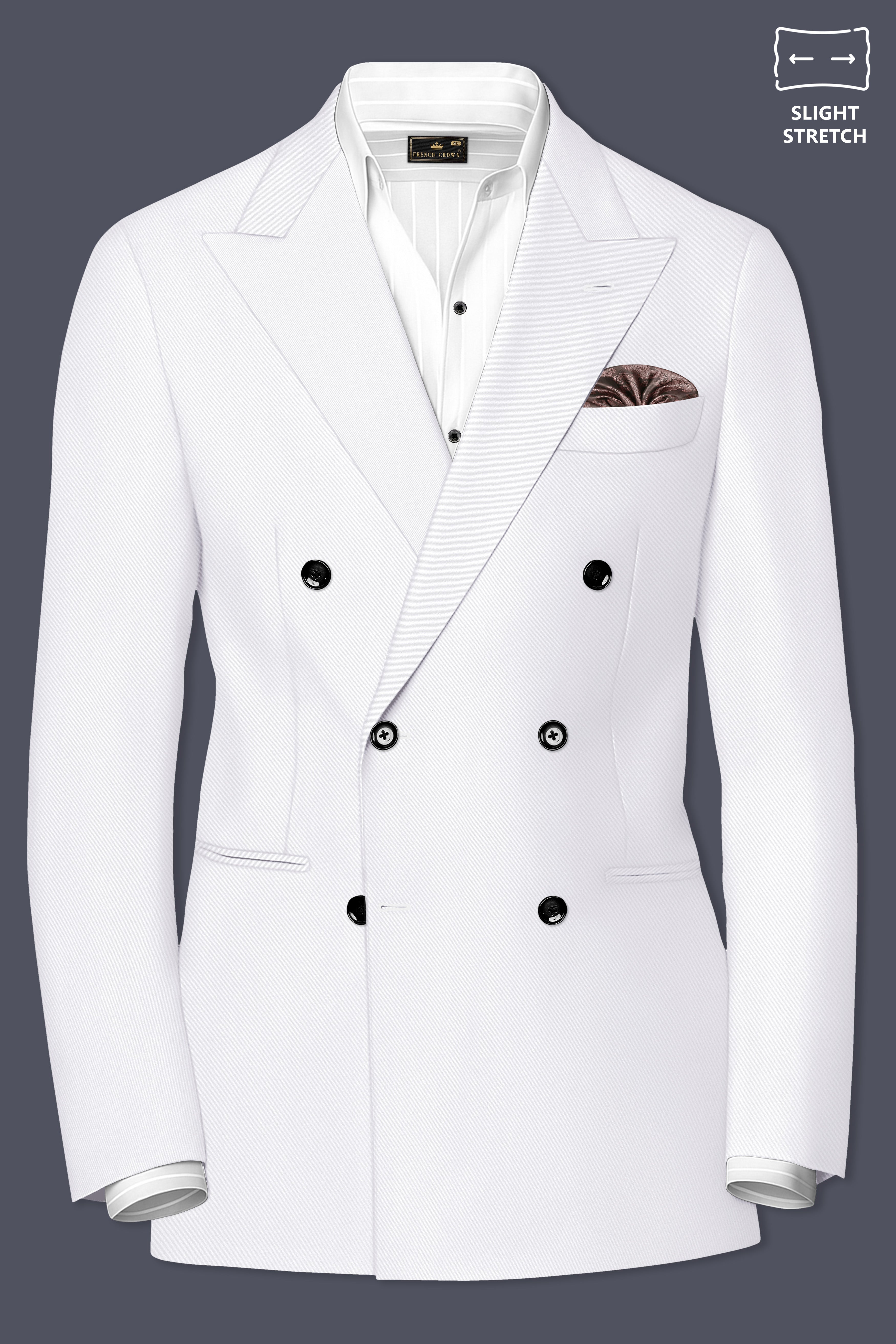Aurello-Bright White Slight Stretch Subtle Sheen Poly-Viscose Double Breasted Suit