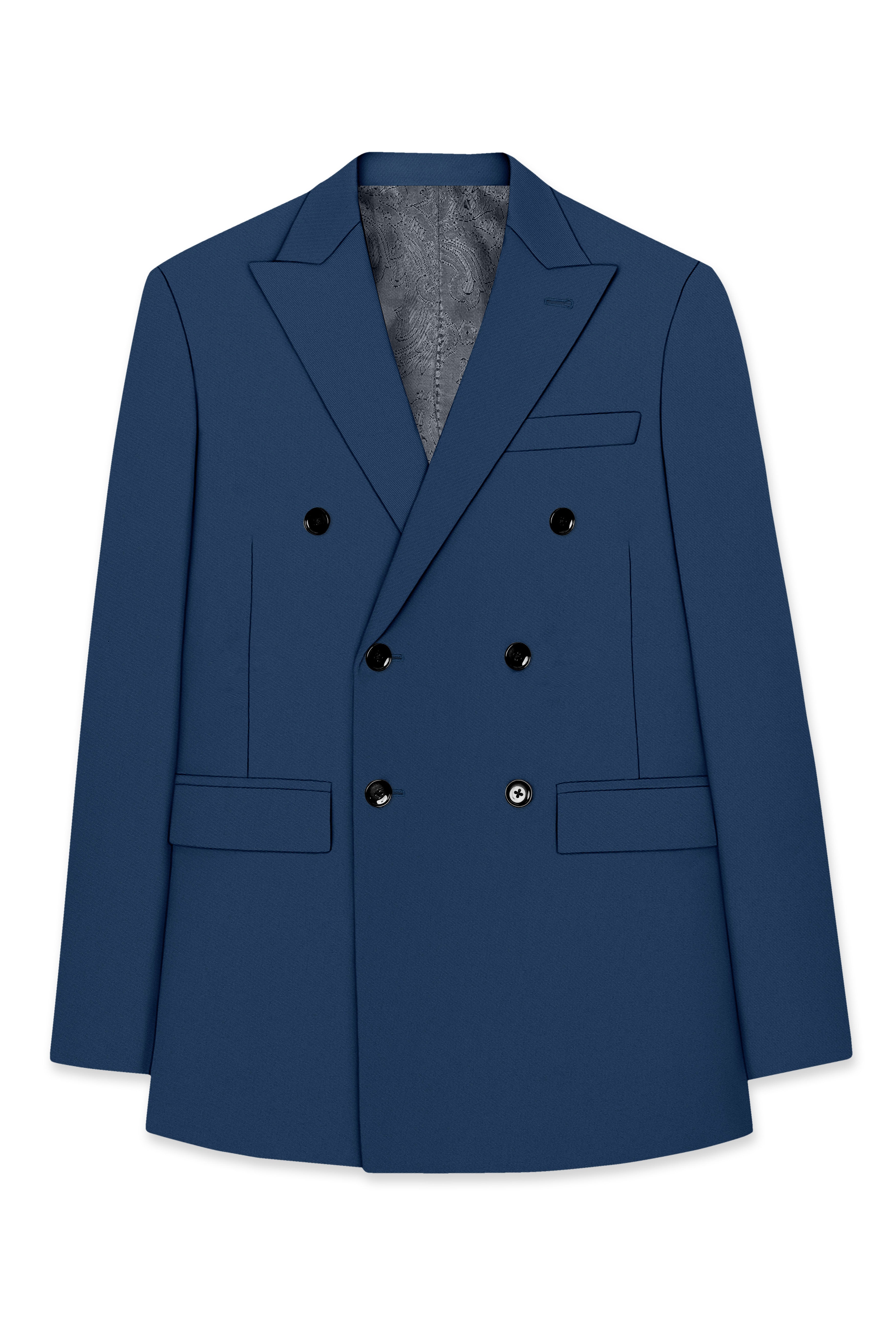 Azuron-Rhino Blue Slight Stretch Subtle Sheen Poly-Viscose Double Breasted Suit ST5527-DB-36, ST5527-DB-38, ST5527-DB-40, ST5527-DB-42, ST5527-DB-44, ST5527-DB-46, ST5527-DB-48, ST5527-DB-50, ST5527-DB-52, ST5527-DB-54, ST5527-DB-56, ST5527-DB-58, ST5527-DB-60
