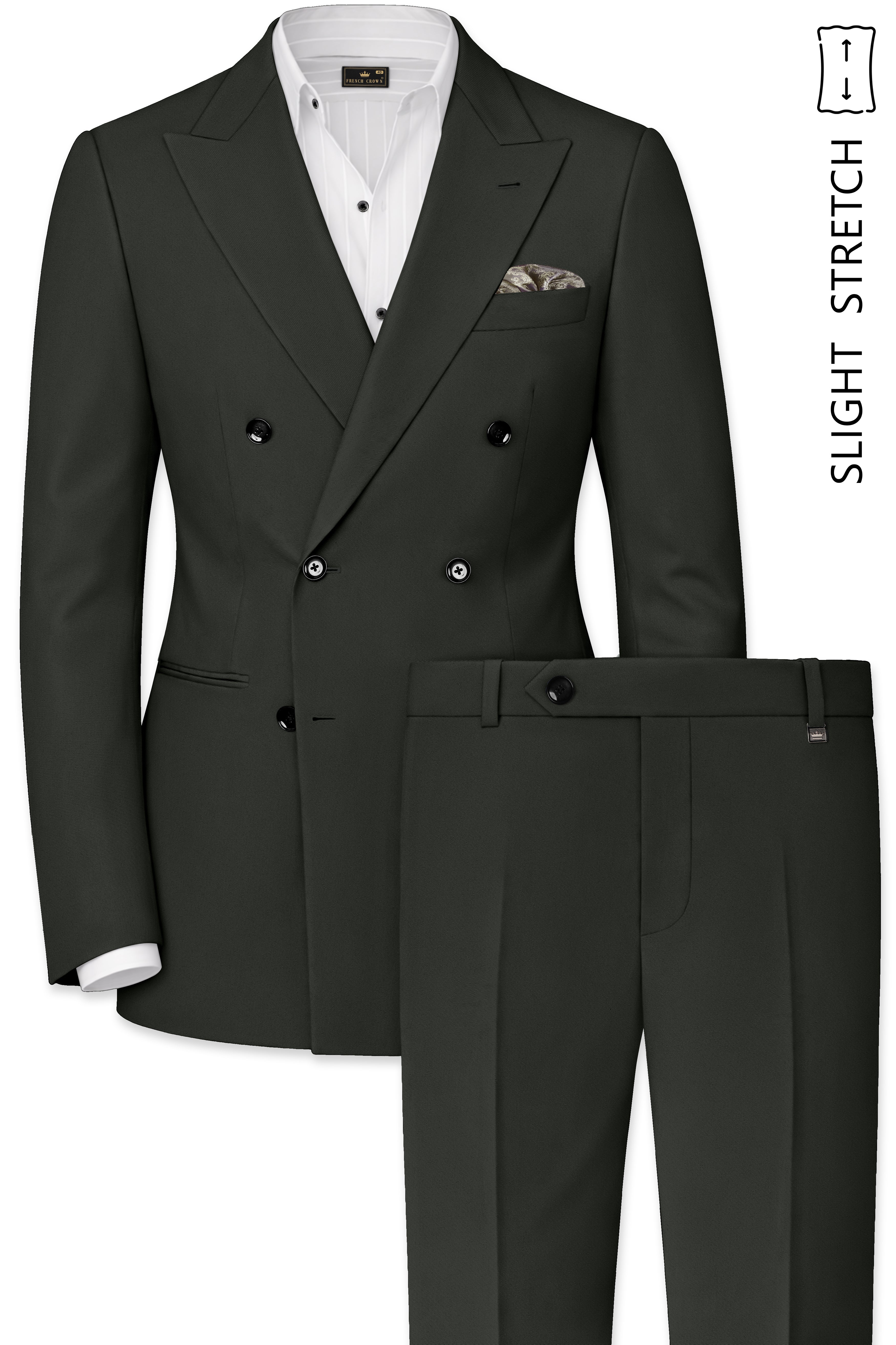 Periwinkle Blue Solid Premium Wool Rich Double Breasted Suit For Men.