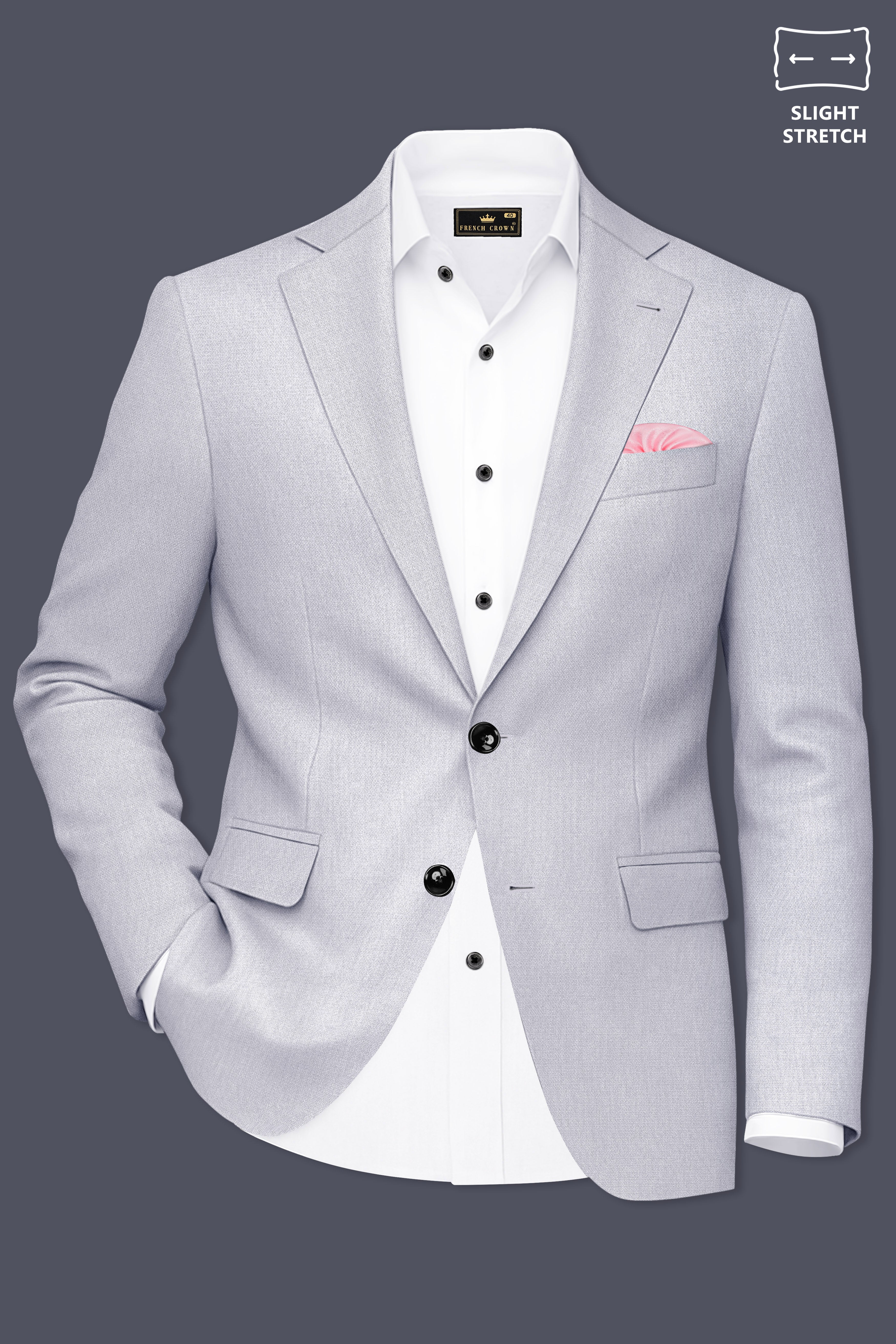 Prism-Chalice Gray Diamond Textured Wool Rich Slight Stretch Single Breasted Suit