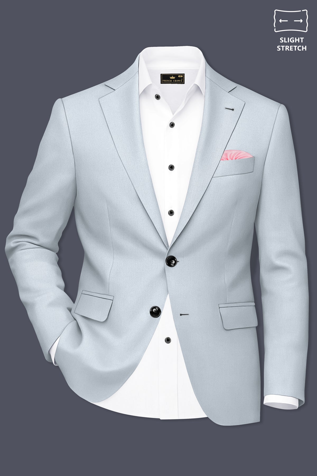 Prism-Chalice Gray Diamond Textured Wool Rich Slight Stretch Single Breasted Suit