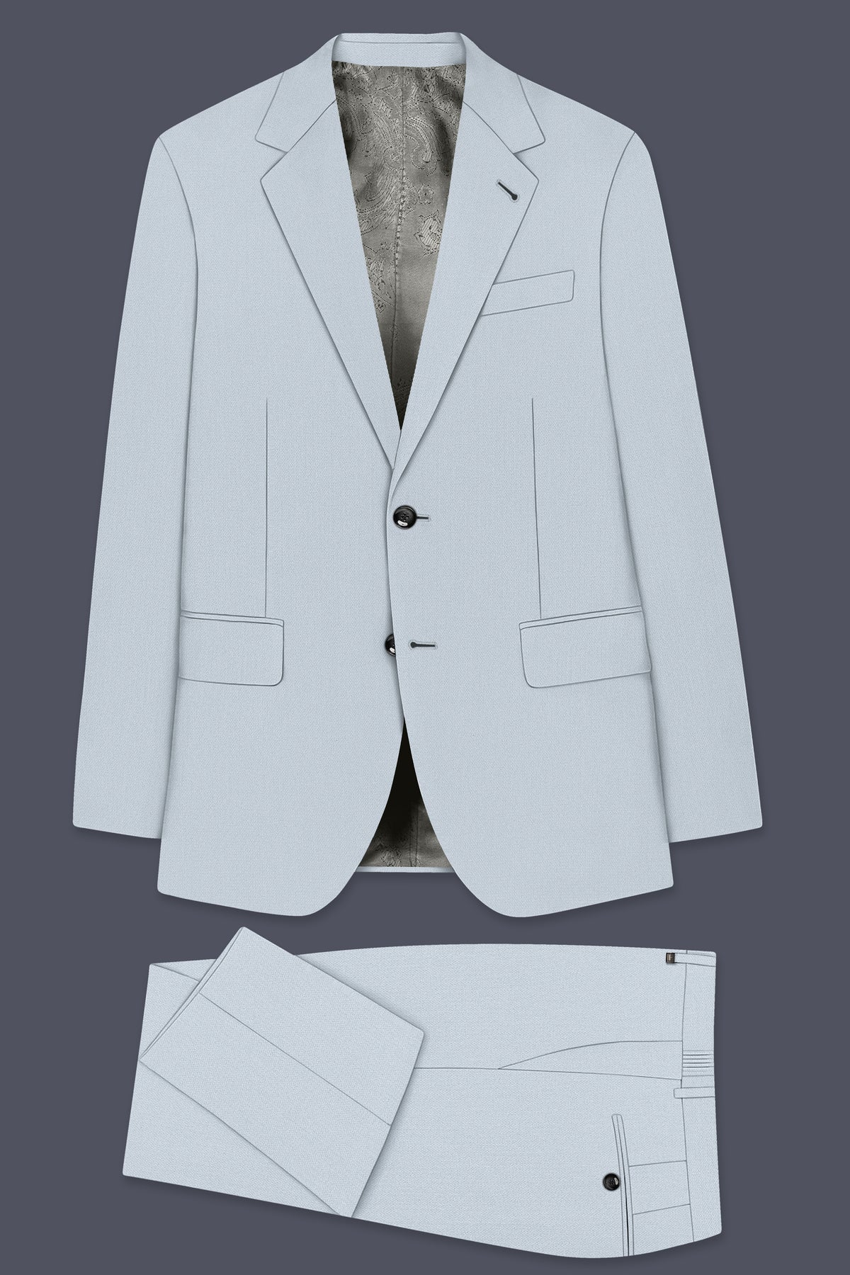 Prism-Chalice Gray Diamond Textured Wool Rich Slight Stretch Single Breasted Suit