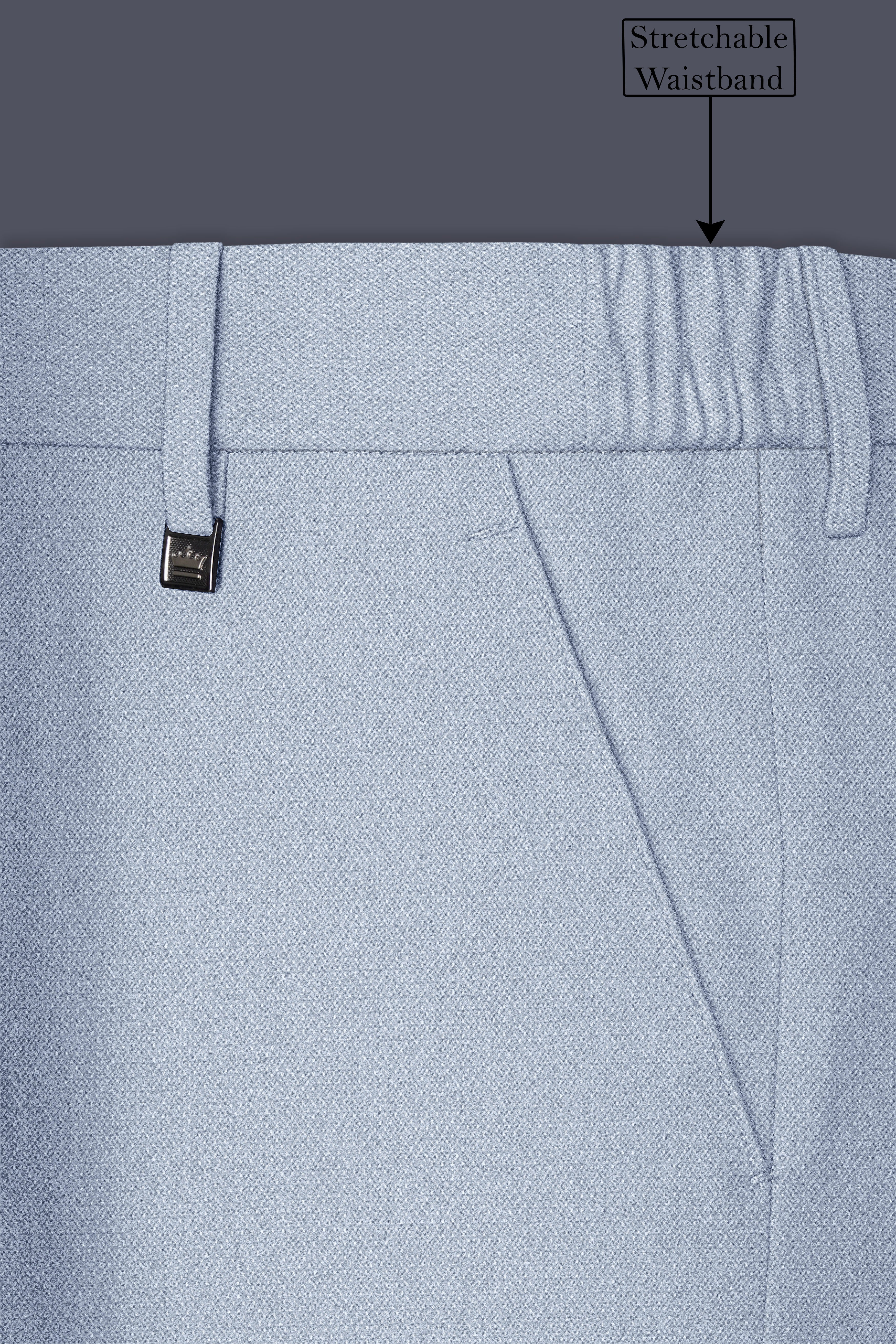 Azure-Heather Blue Diamond Textured Wool Rich Slight Stretch Single Breasted Suit