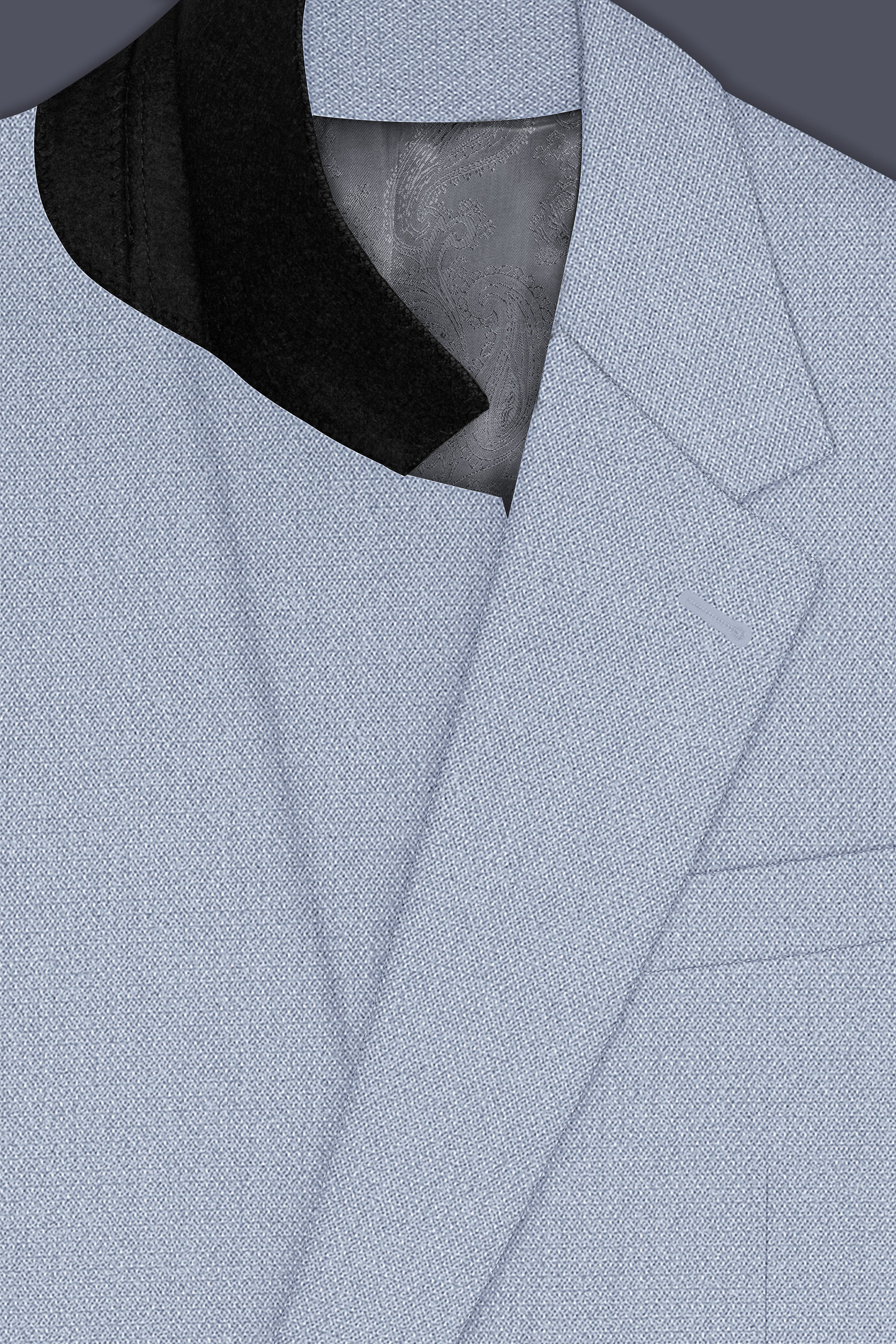 Azure-Heather Blue Diamond Textured Wool Rich Slight Stretch Single Breasted Suit