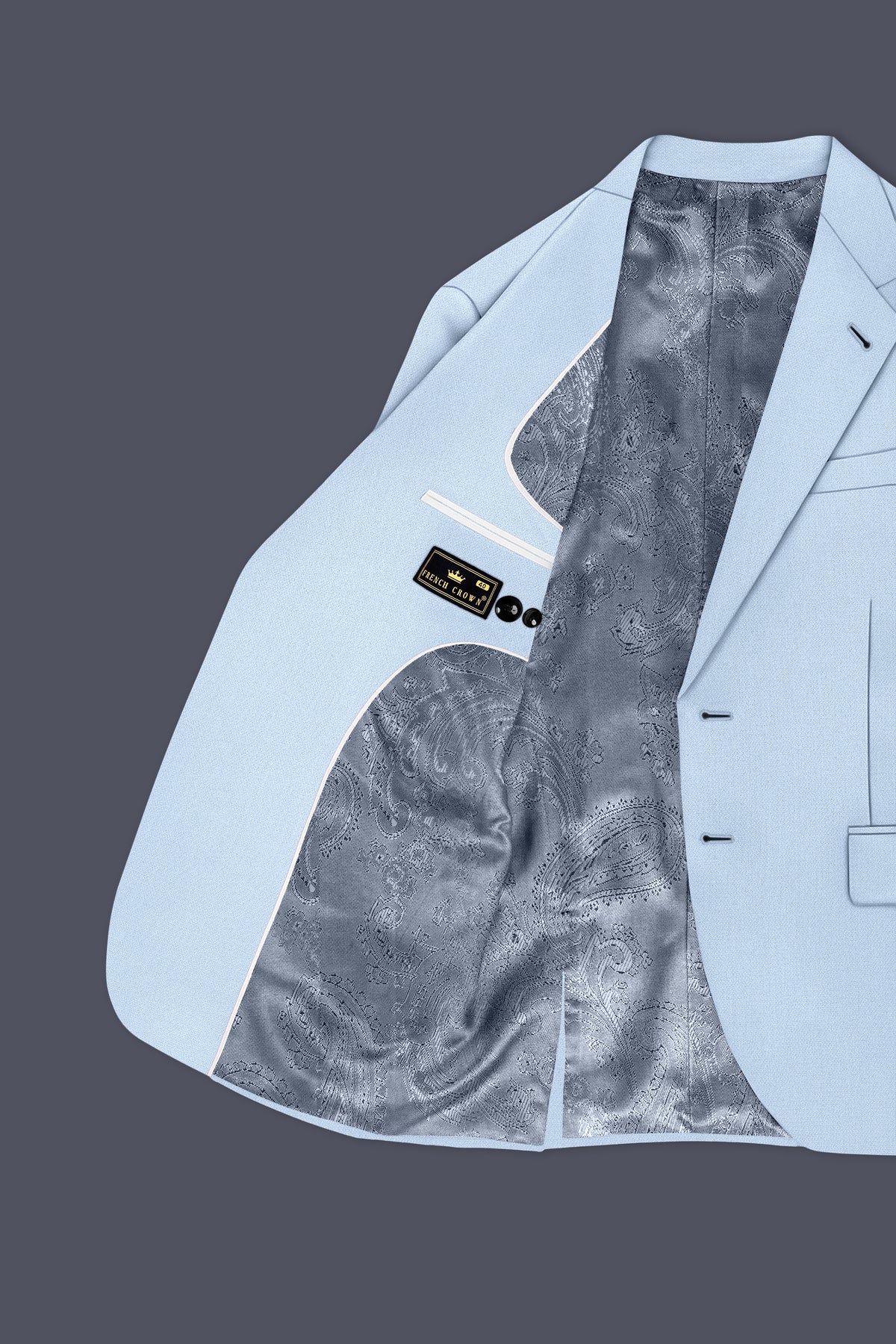 Azure-Heather Blue Diamond Textured Wool Rich Slight Stretch Single Breasted Suit