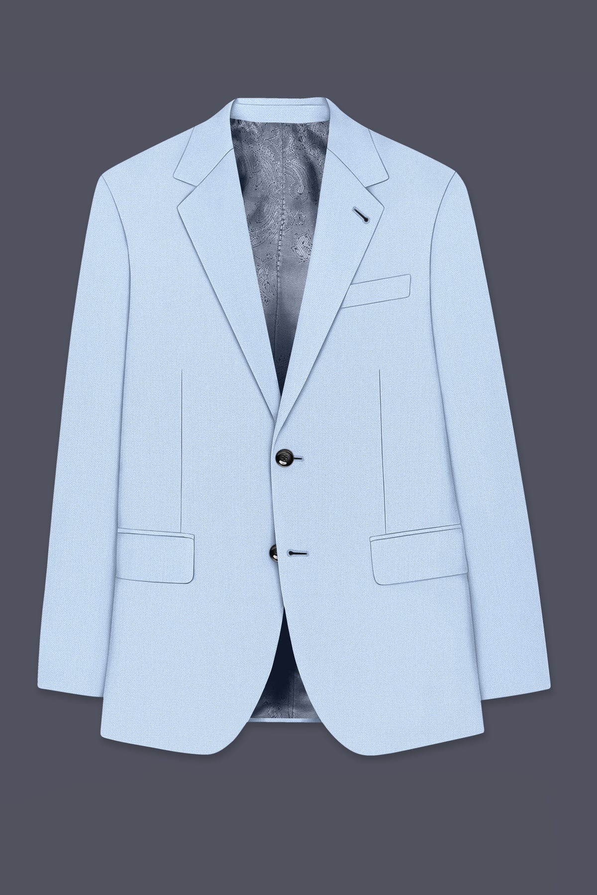 Azure-Heather Blue Diamond Textured Wool Rich Slight Stretch Single Breasted Suit