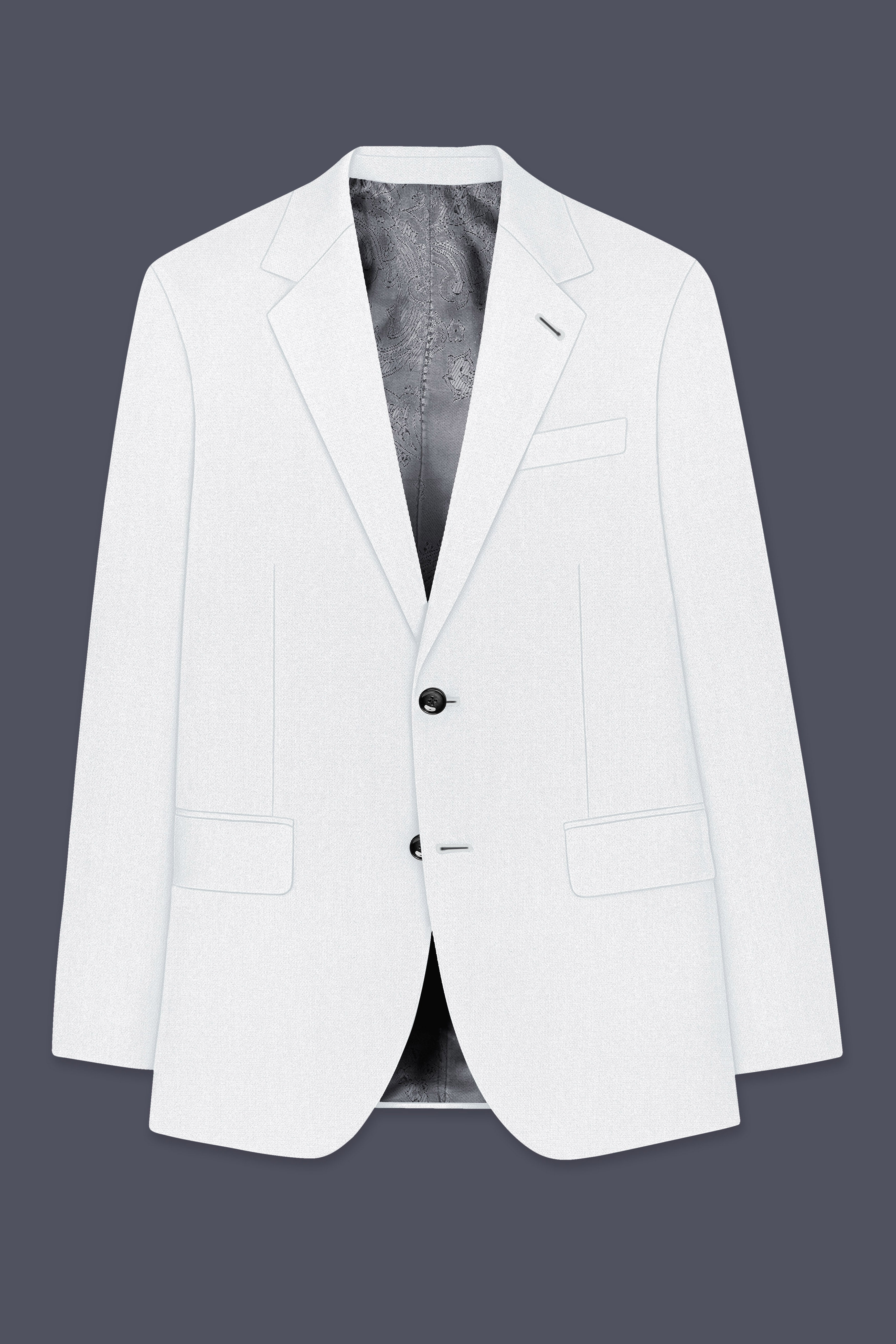 Sterling-Bright White Diamond Textured Wool Rich Slight Stretch Single Breasted Suit