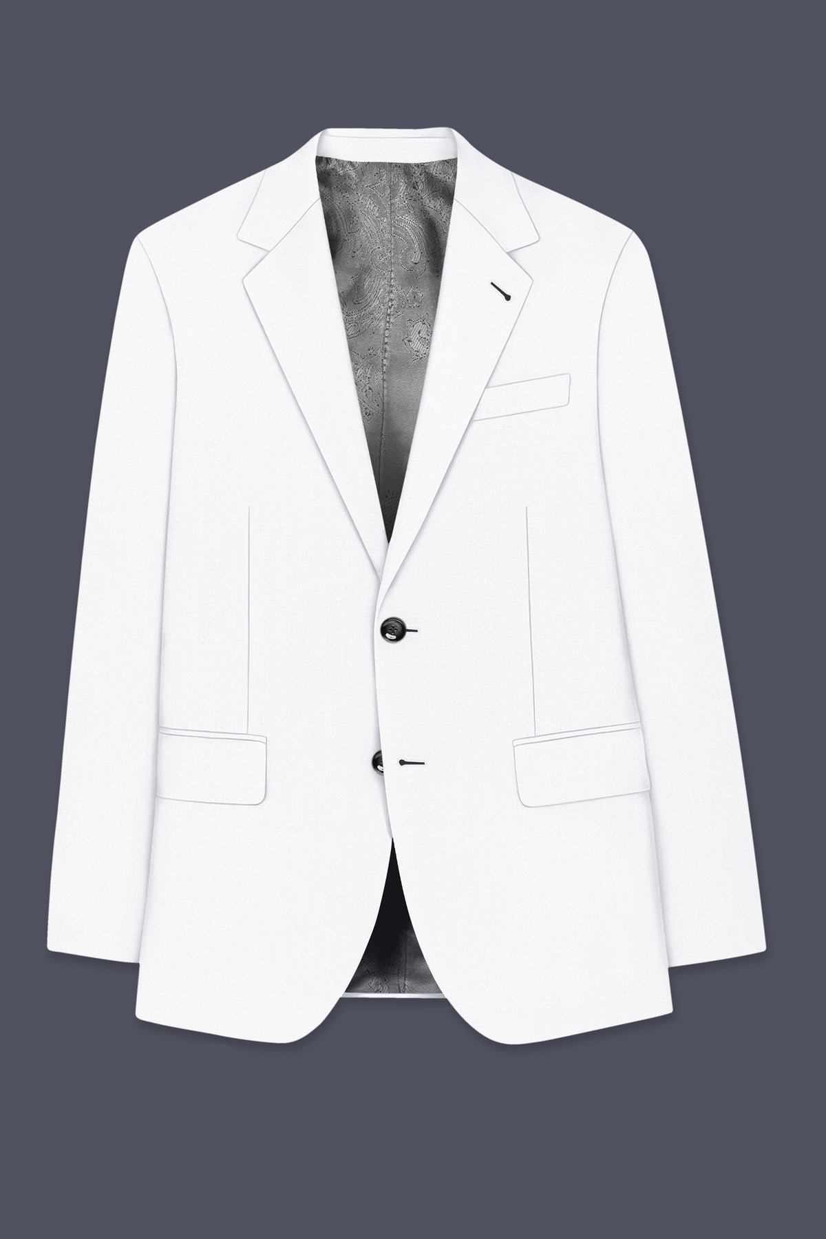 Sterling-Bright White Diamond Textured Wool Rich Slight Stretch Single Breasted Suit