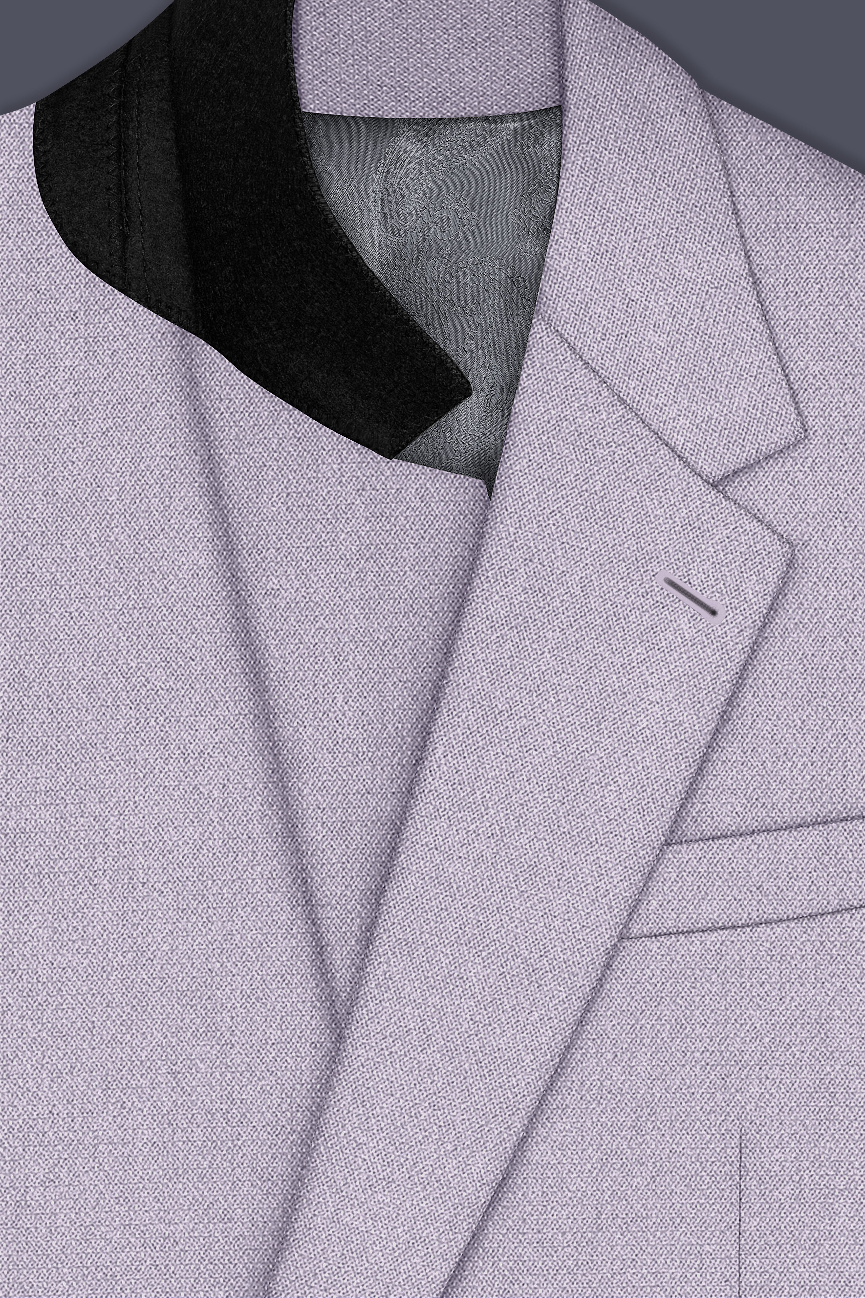 Mist-Spun Pearl Gray Diamond Textured Wool Rich Slight Stretch Single Breasted Suit
