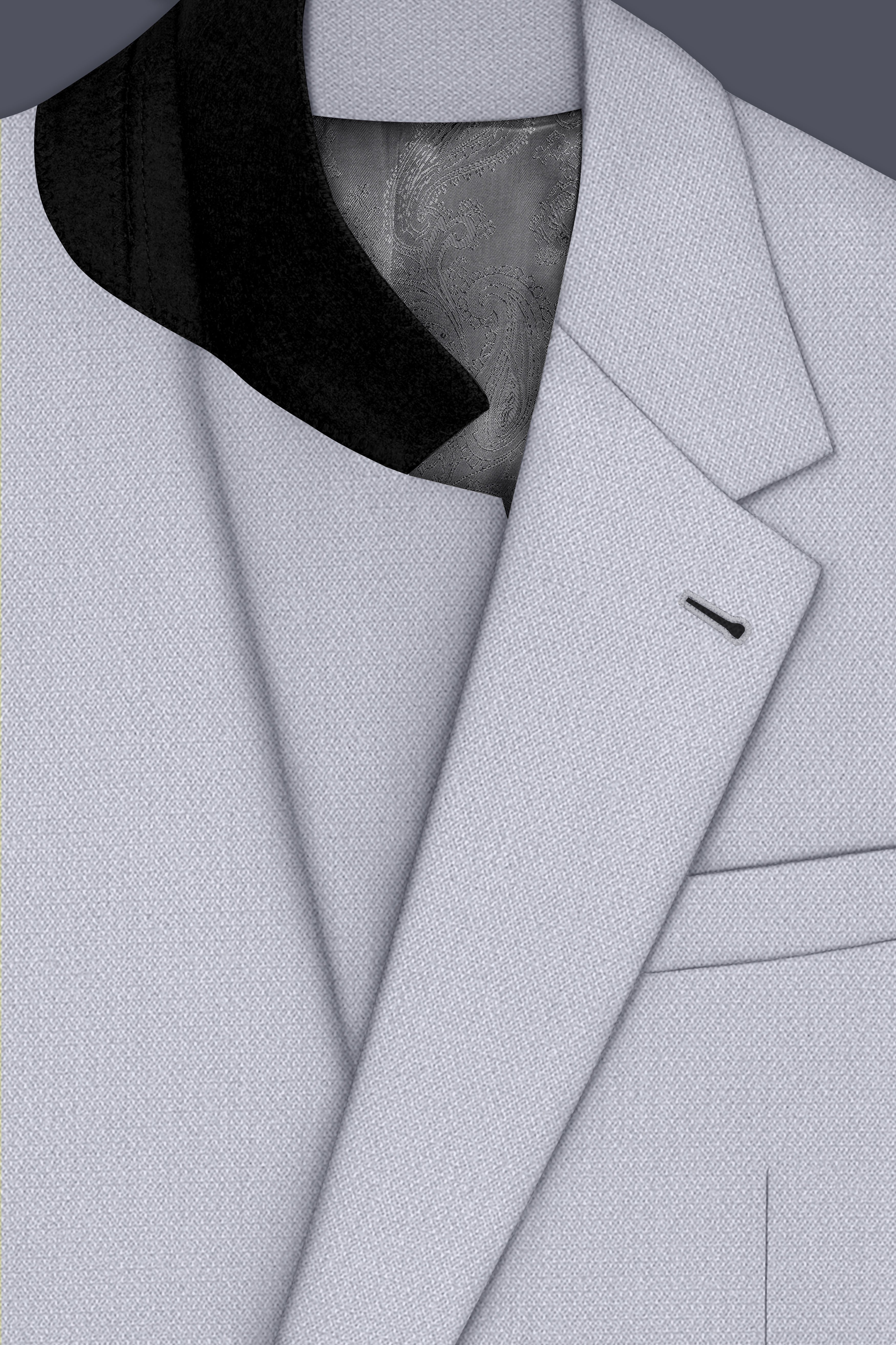 Mist-Spun Pearl Gray Diamond Textured Wool Rich Slight Stretch Single Breasted Suit