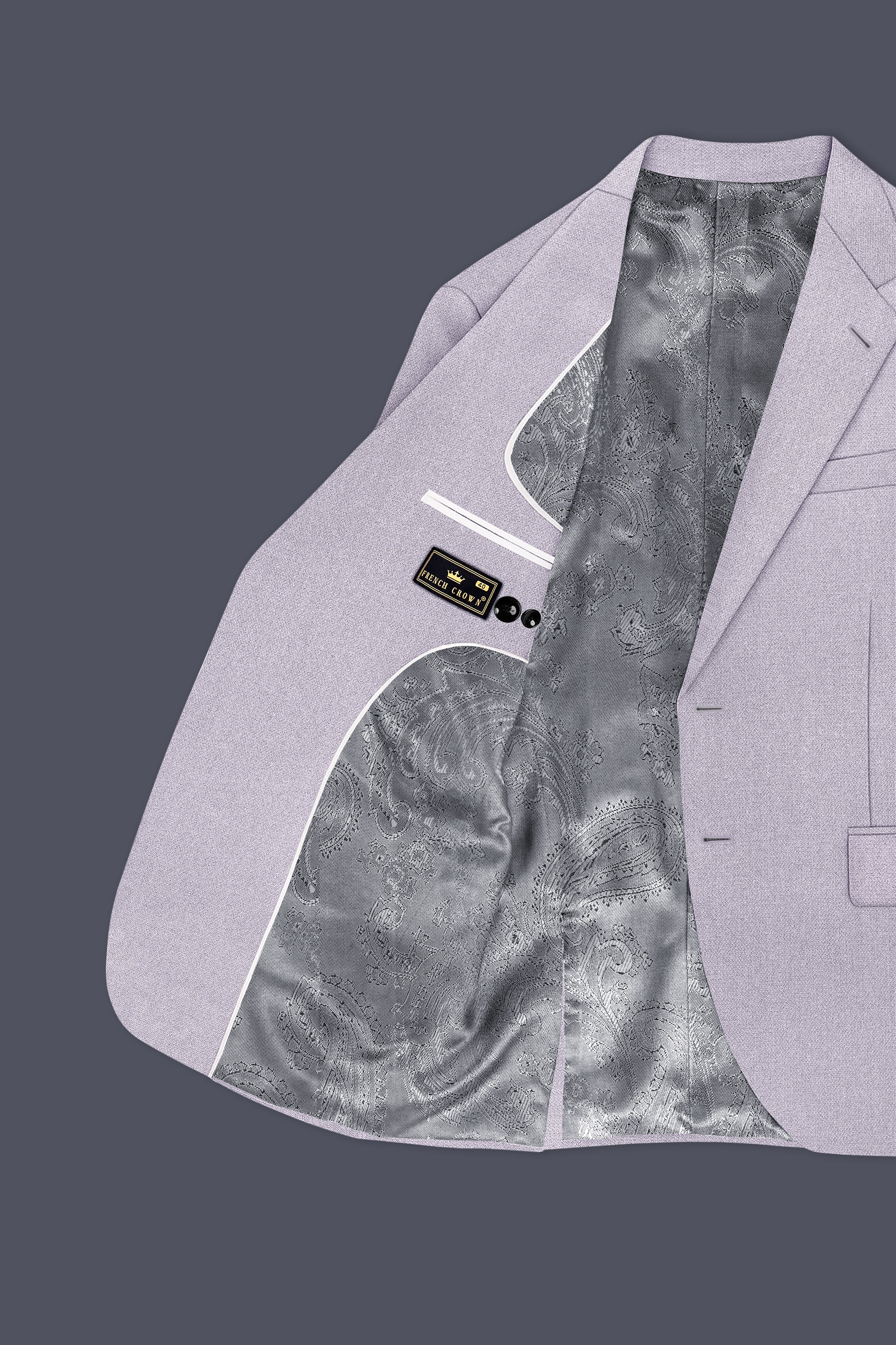Mist-Spun Pearl Gray Diamond Textured Wool Rich Slight Stretch Single Breasted Suit