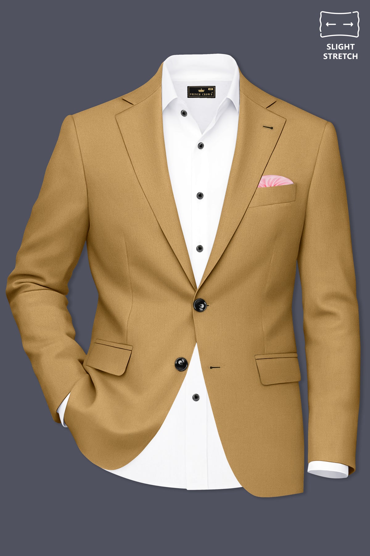 Sienna-Teak Brown Diamond Textured Wool Rich Slight Stretch Single Breasted Suit