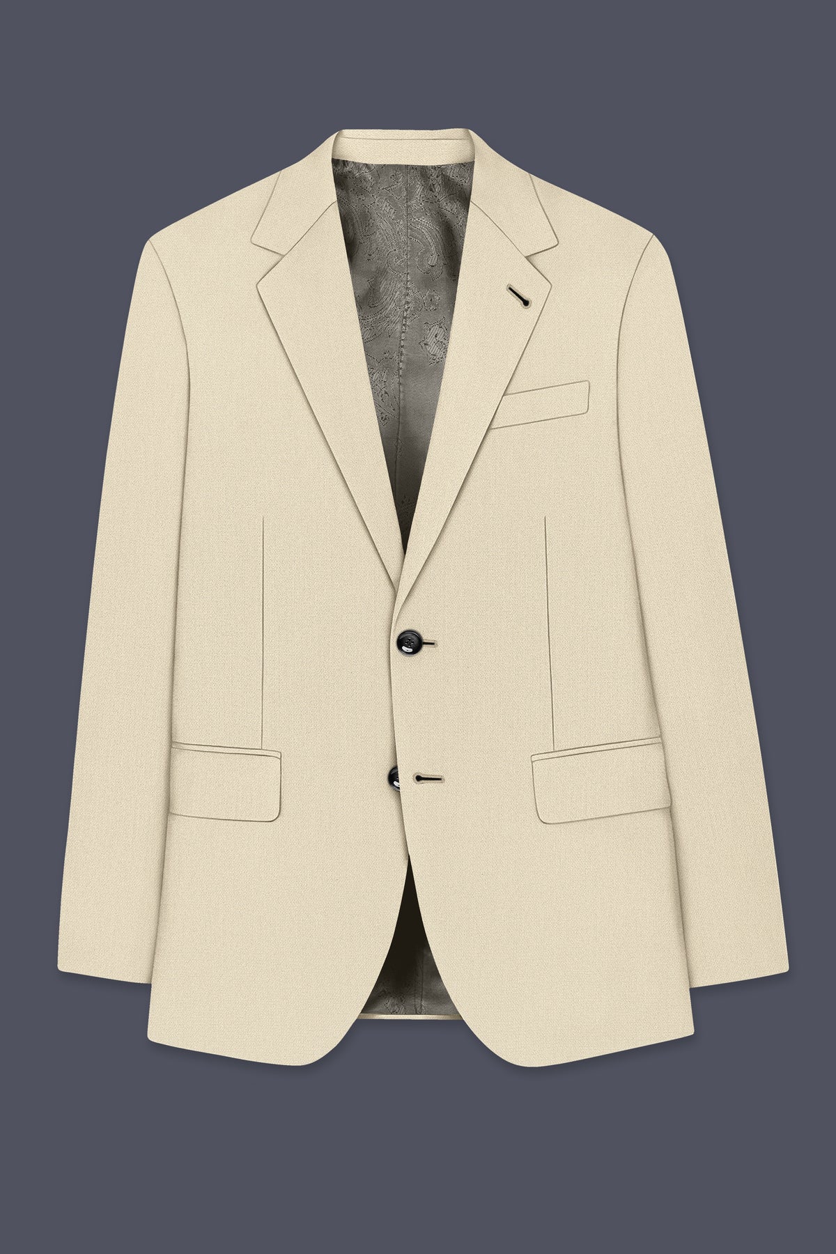 Dune-Foggy Cream Diamond Textured Wool Rich Slight Stretch Single Breasted Suit