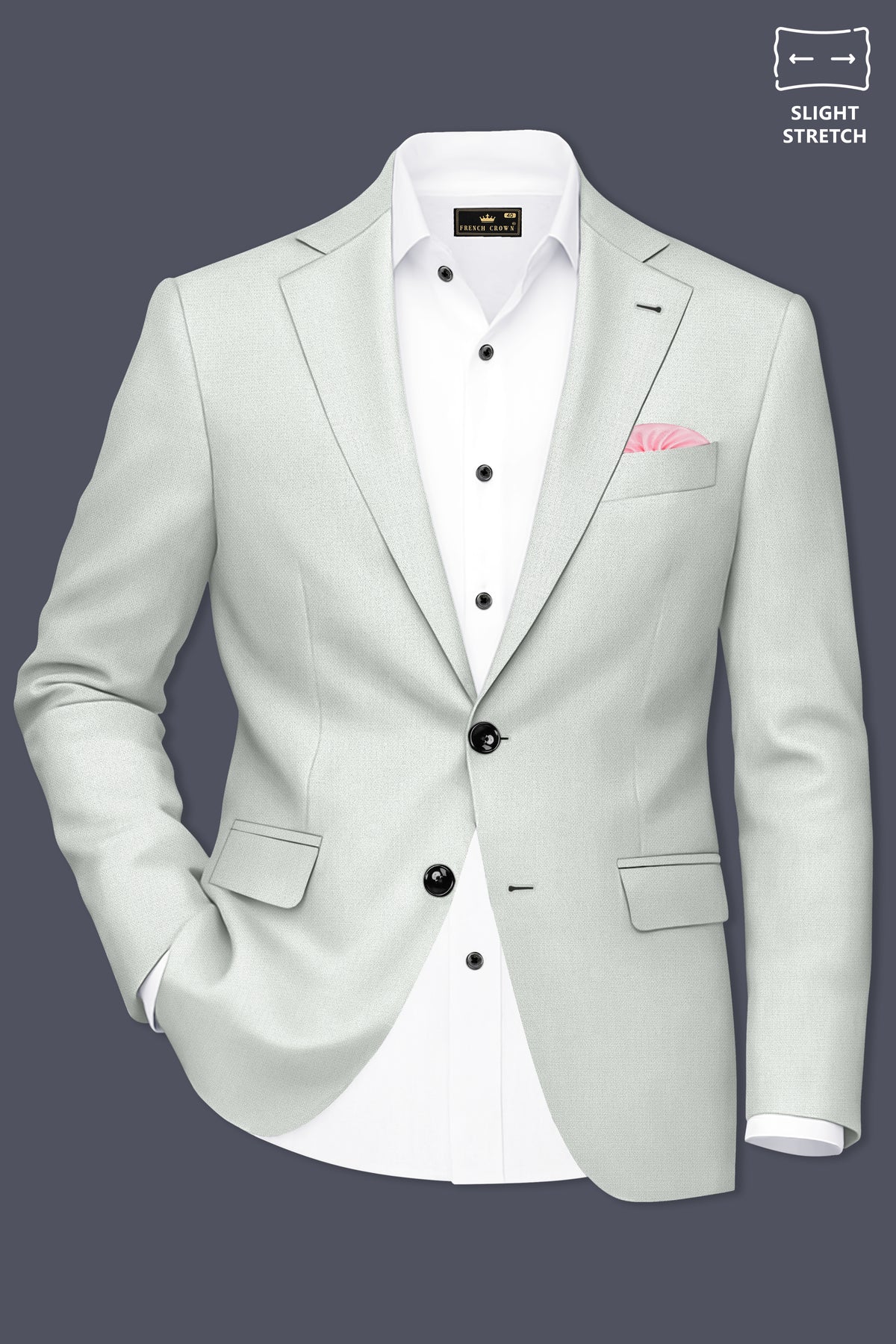 Regent-Noble Gray Diamond Textured Wool Rich Slight Stretch Single Breasted Suit