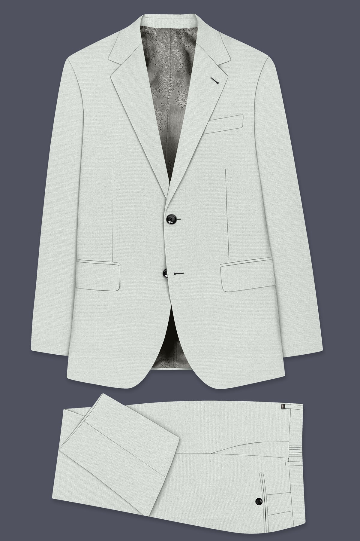 Regent-Noble Gray Diamond Textured Wool Rich Slight Stretch Single Breasted Suit
