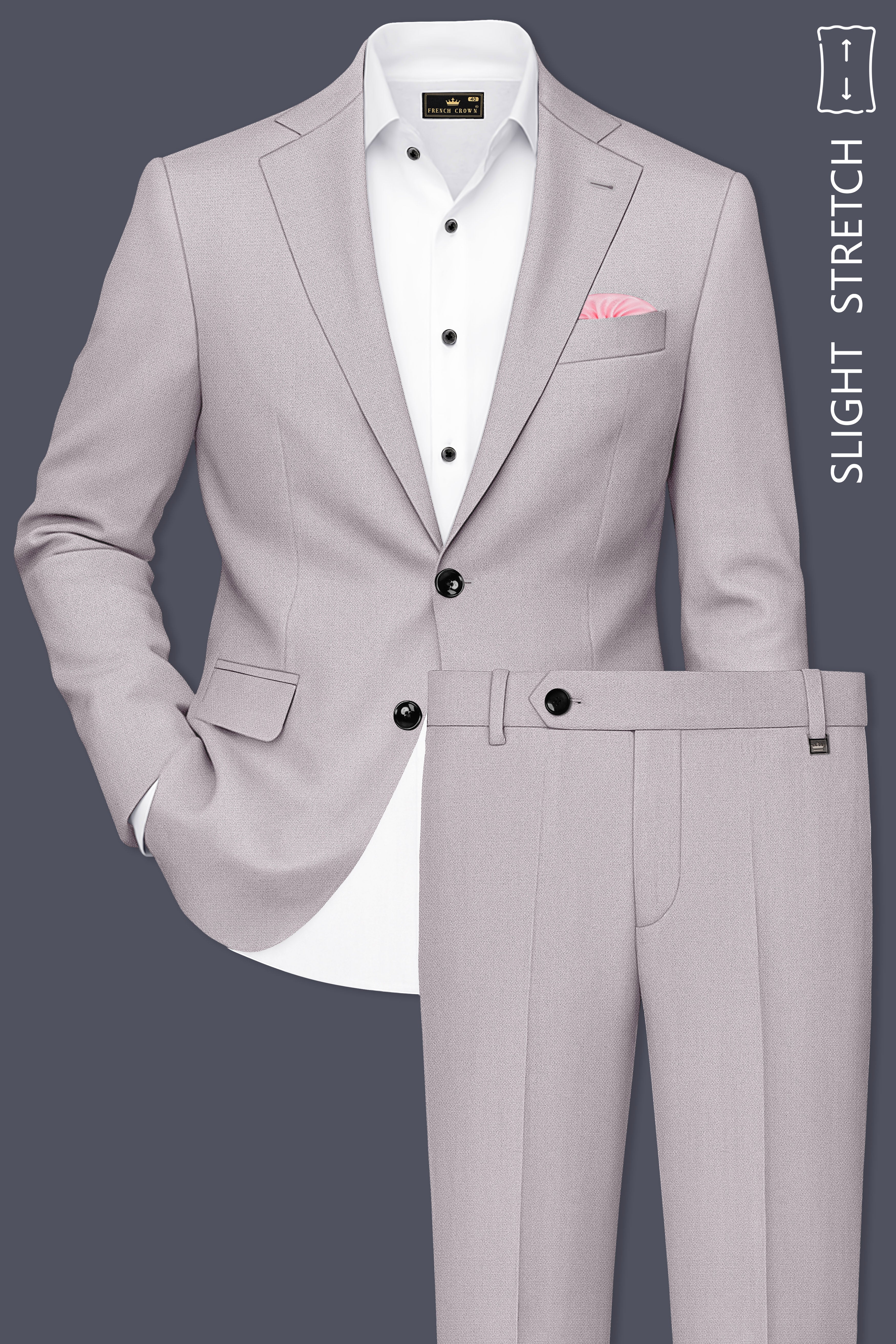 Regent-Noble Gray Diamond Textured Wool Rich Slight Stretch Single Breasted Suit
