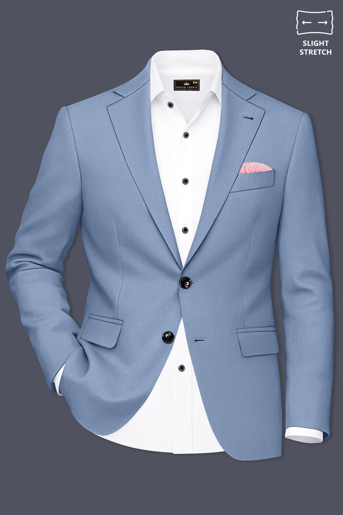 Harbor-Waterloo Blue Diamond Textured Wool Rich Slight Stretch Single Breasted Suit