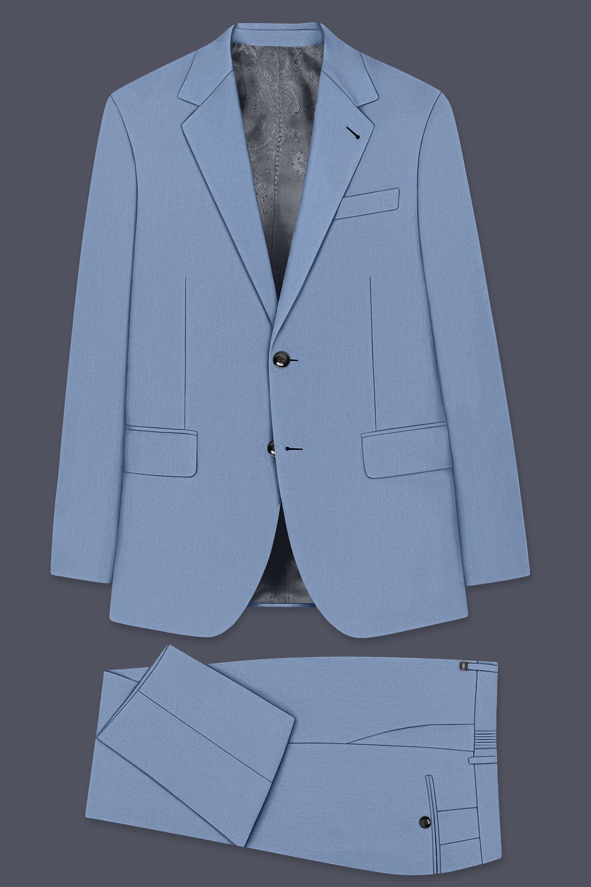 Harbor-Waterloo Blue Diamond Textured Wool Rich Slight Stretch Single Breasted Suit