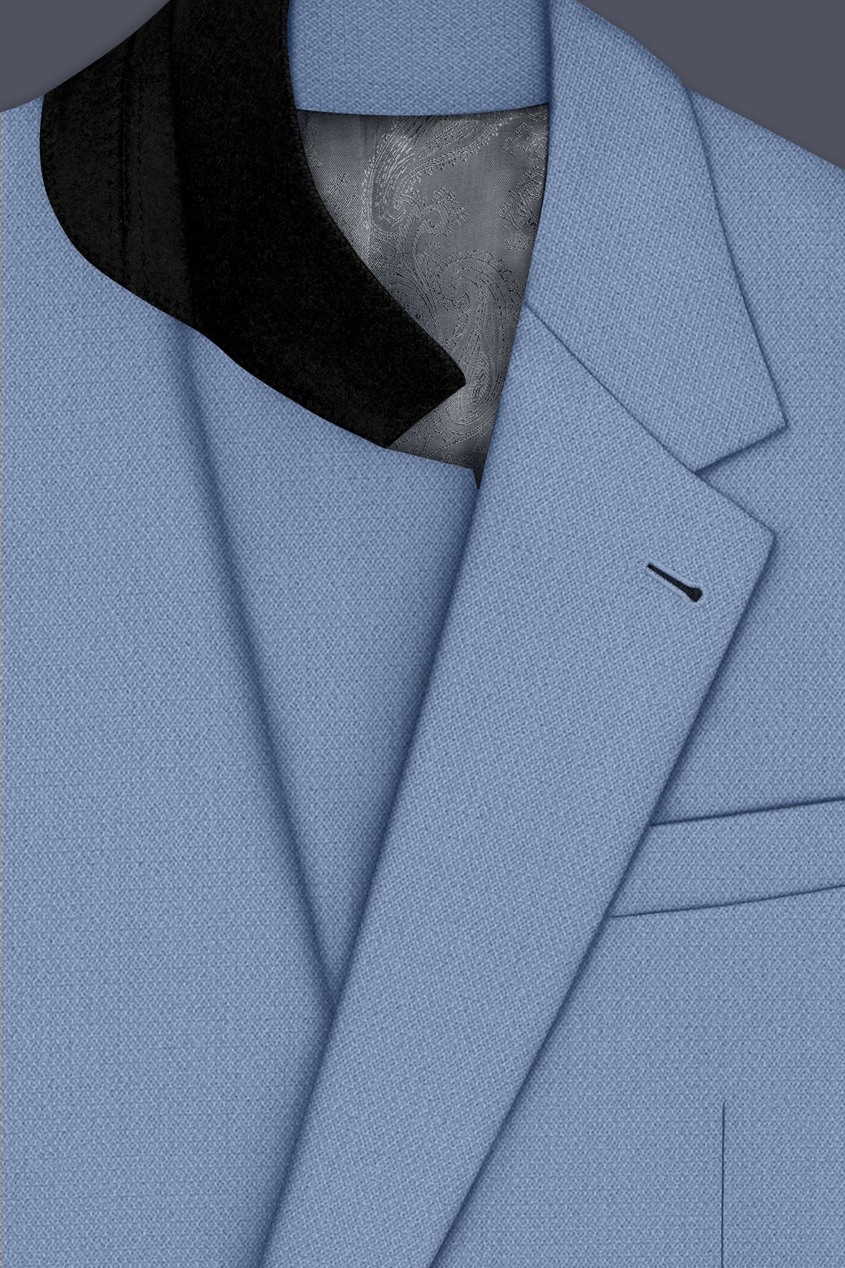 Harbor-Waterloo Blue Diamond Textured Wool Rich Slight Stretch Single Breasted Suit