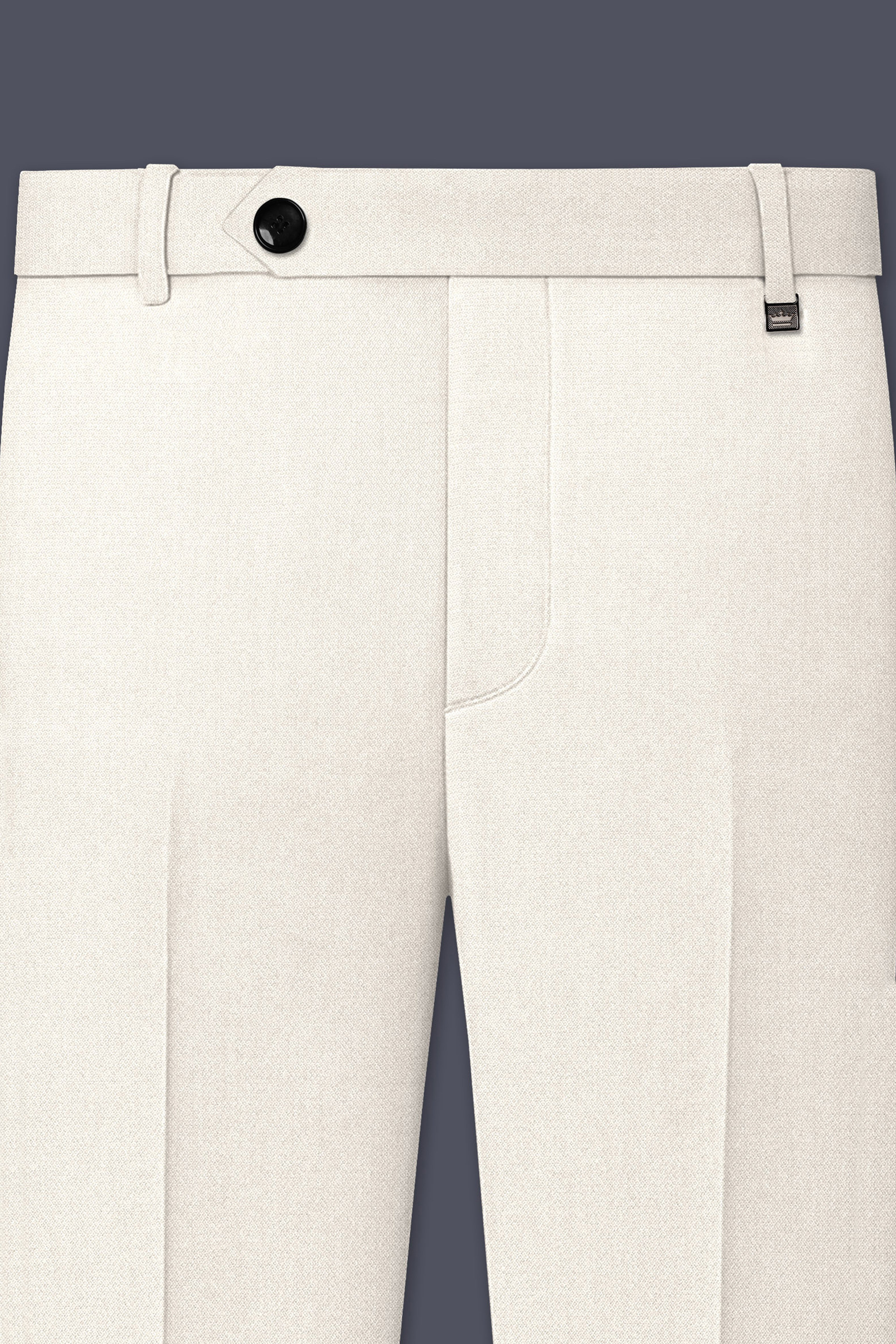 Ecru-Merino Off White Diamond Textured Wool Rich Slight Stretch Single Breasted Suit