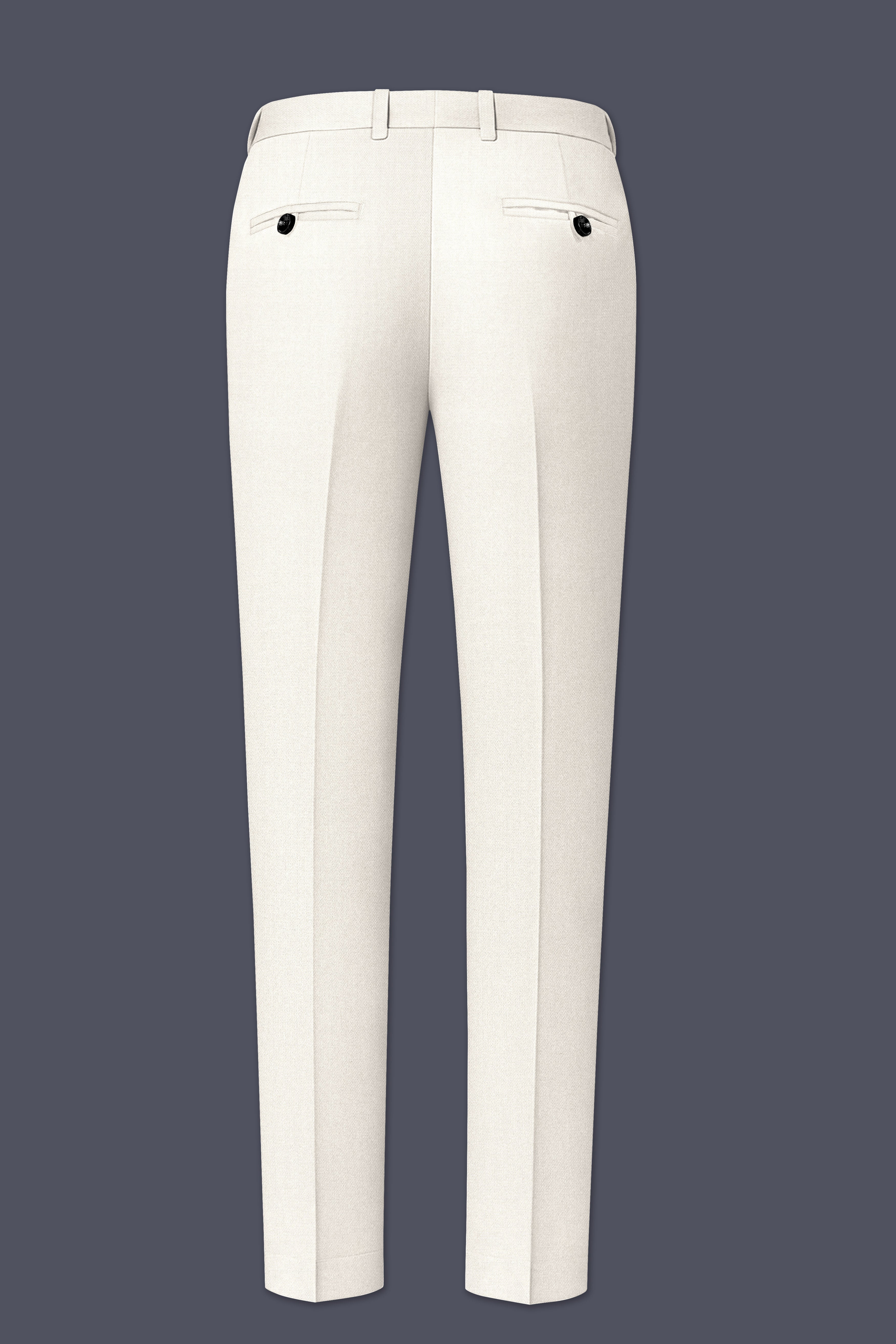 Ecru-Merino Off White Diamond Textured Wool Rich Slight Stretch Single Breasted Suit