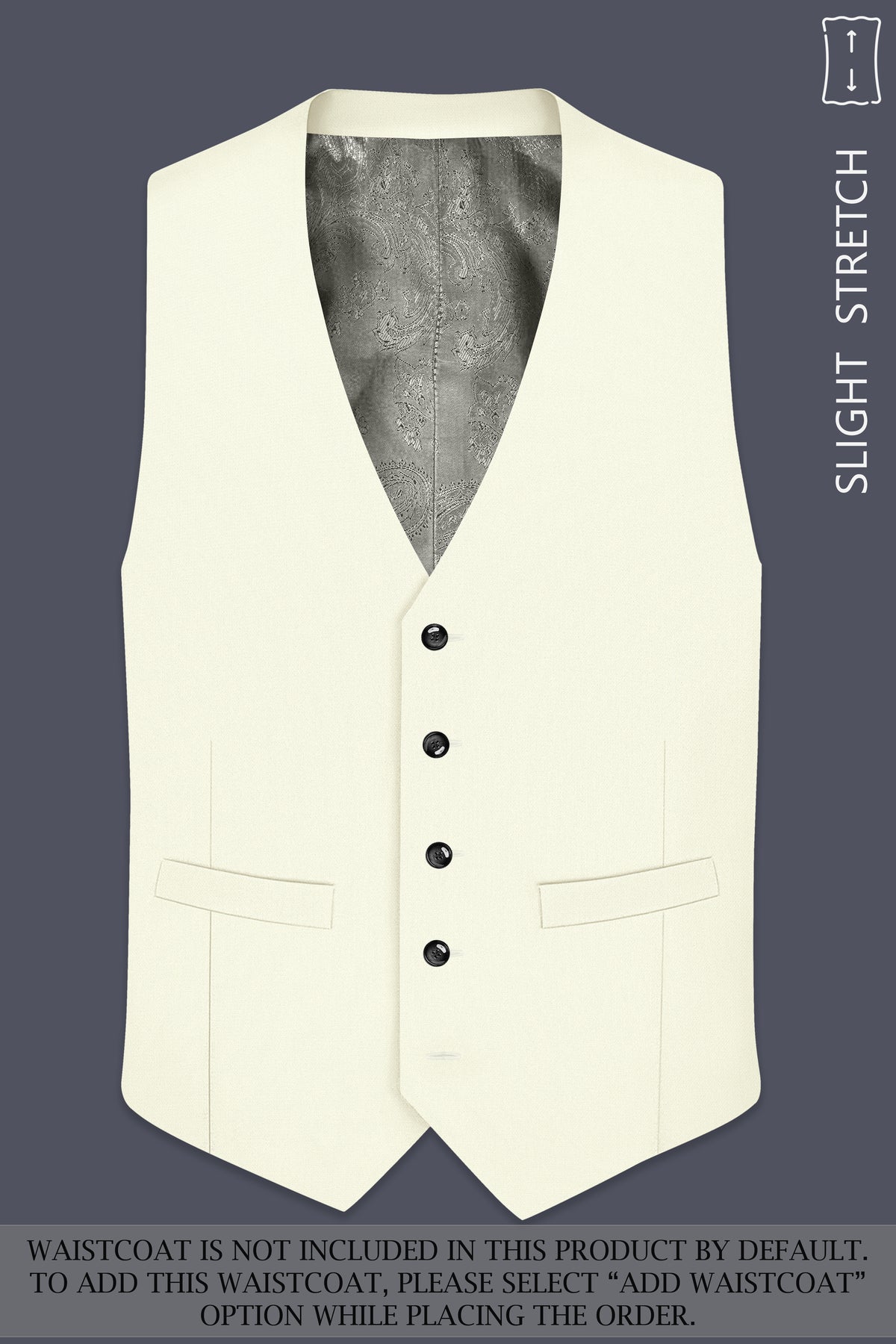 Ecru-Merino Off White Diamond Textured Wool Rich Slight Stretch Single Breasted Suit