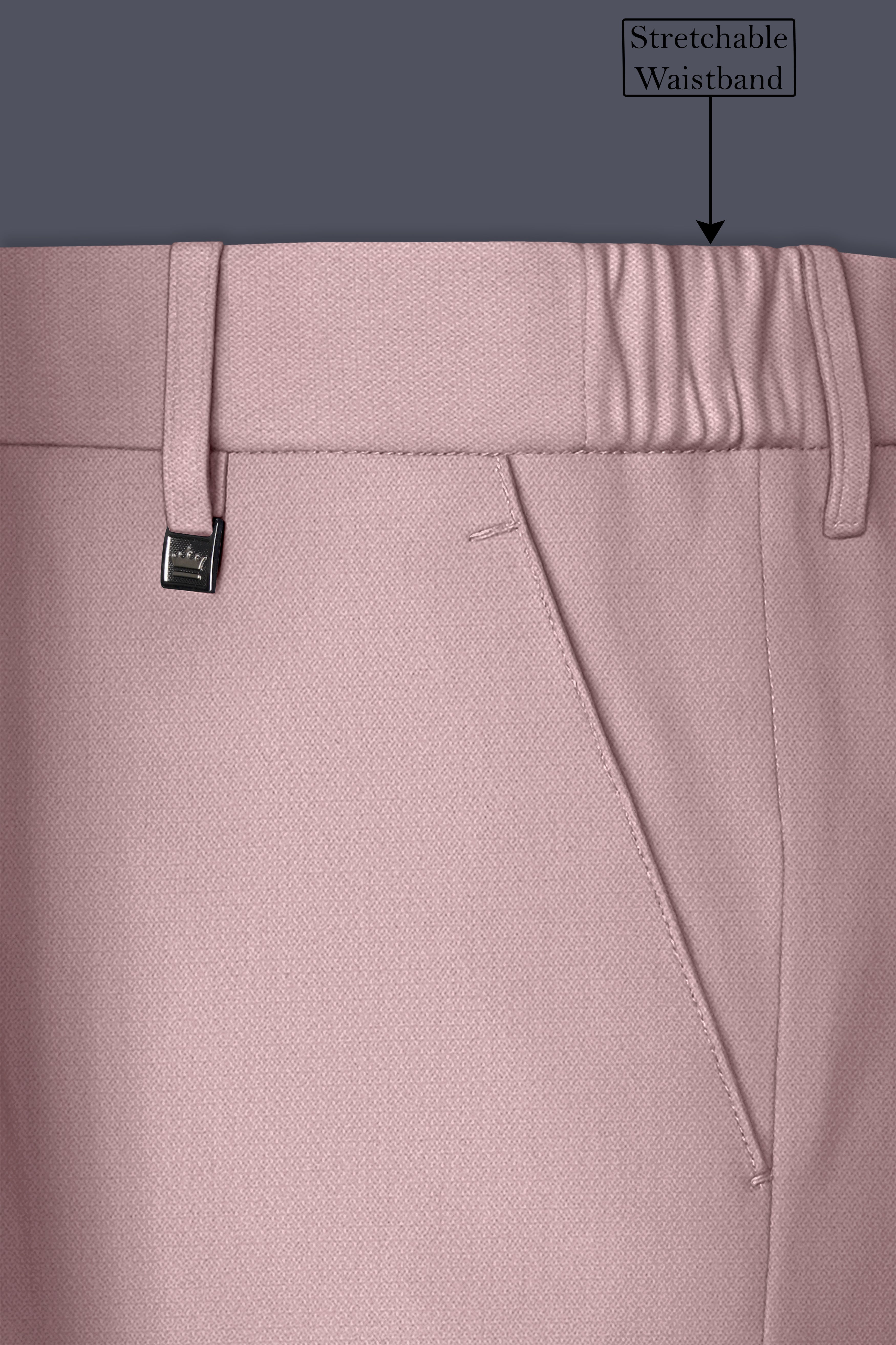 Aurore-Brandy Rose Pink Diamond Textured Wool Rich Slight Stretch Single Breasted Suit