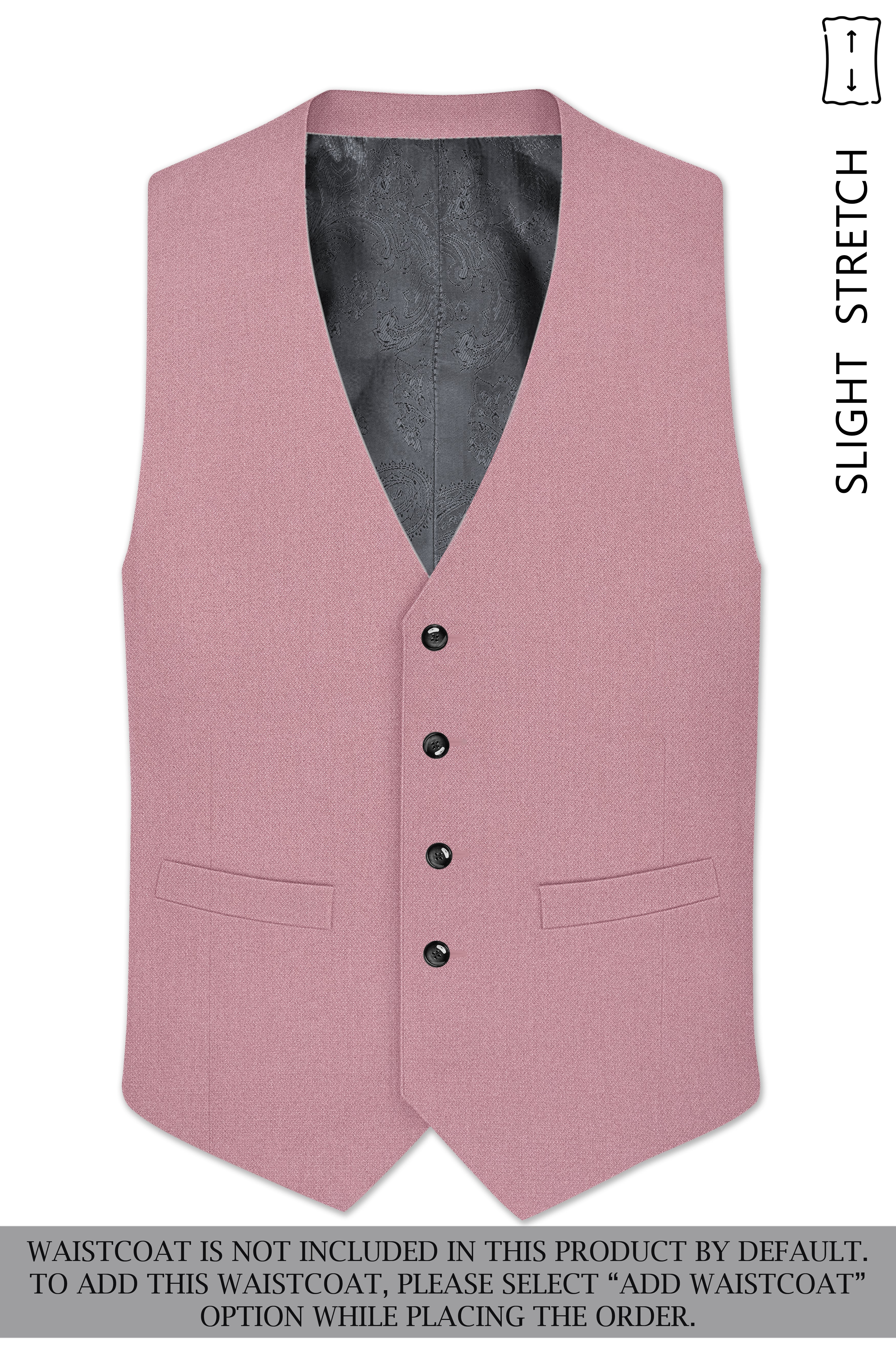 Aurore-Brandy Rose Pink Diamond Textured Wool Rich Slight Stretch Single Breasted Suit