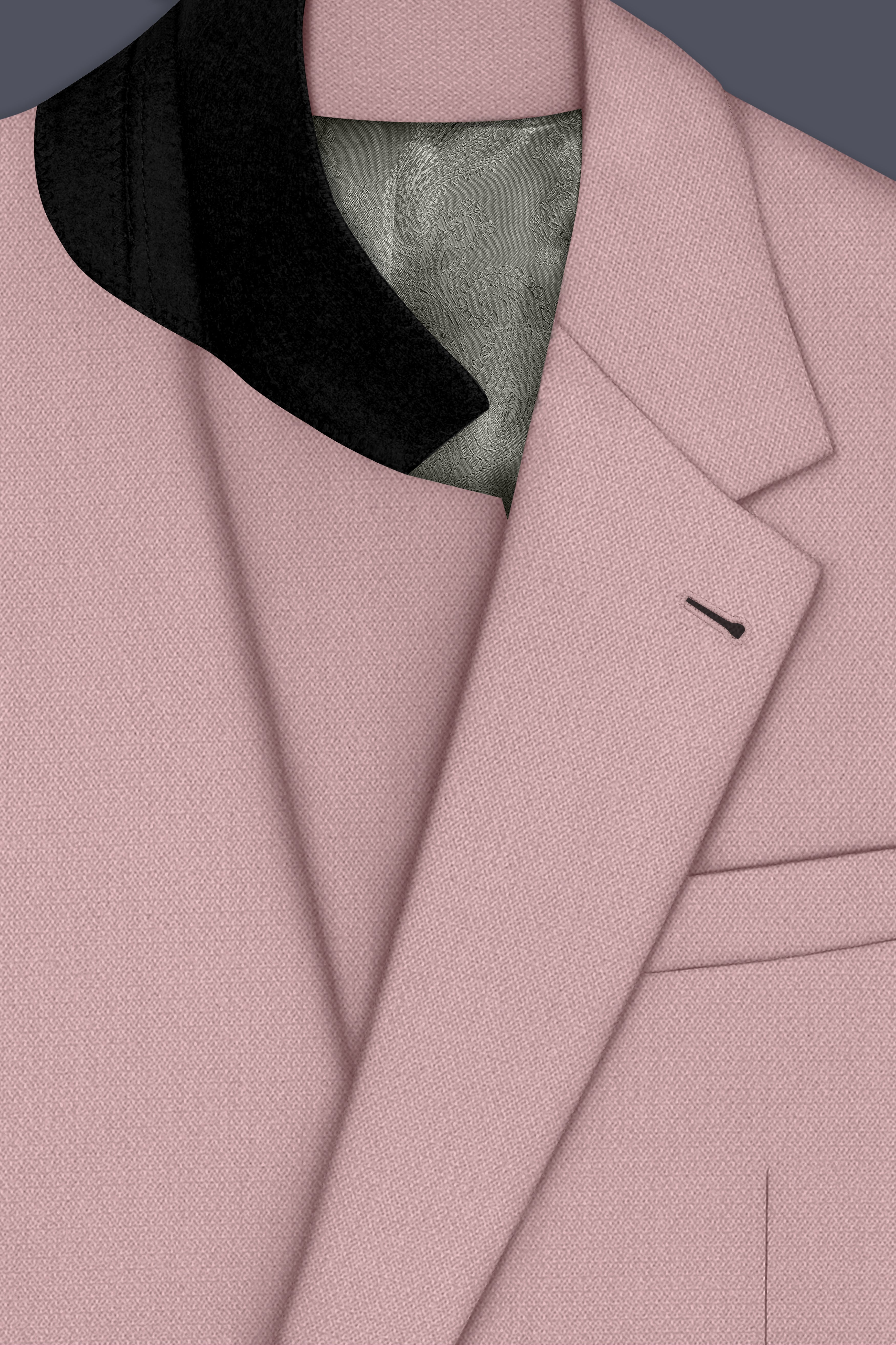 Aurore-Brandy Rose Pink Diamond Textured Wool Rich Slight Stretch Single Breasted Suit