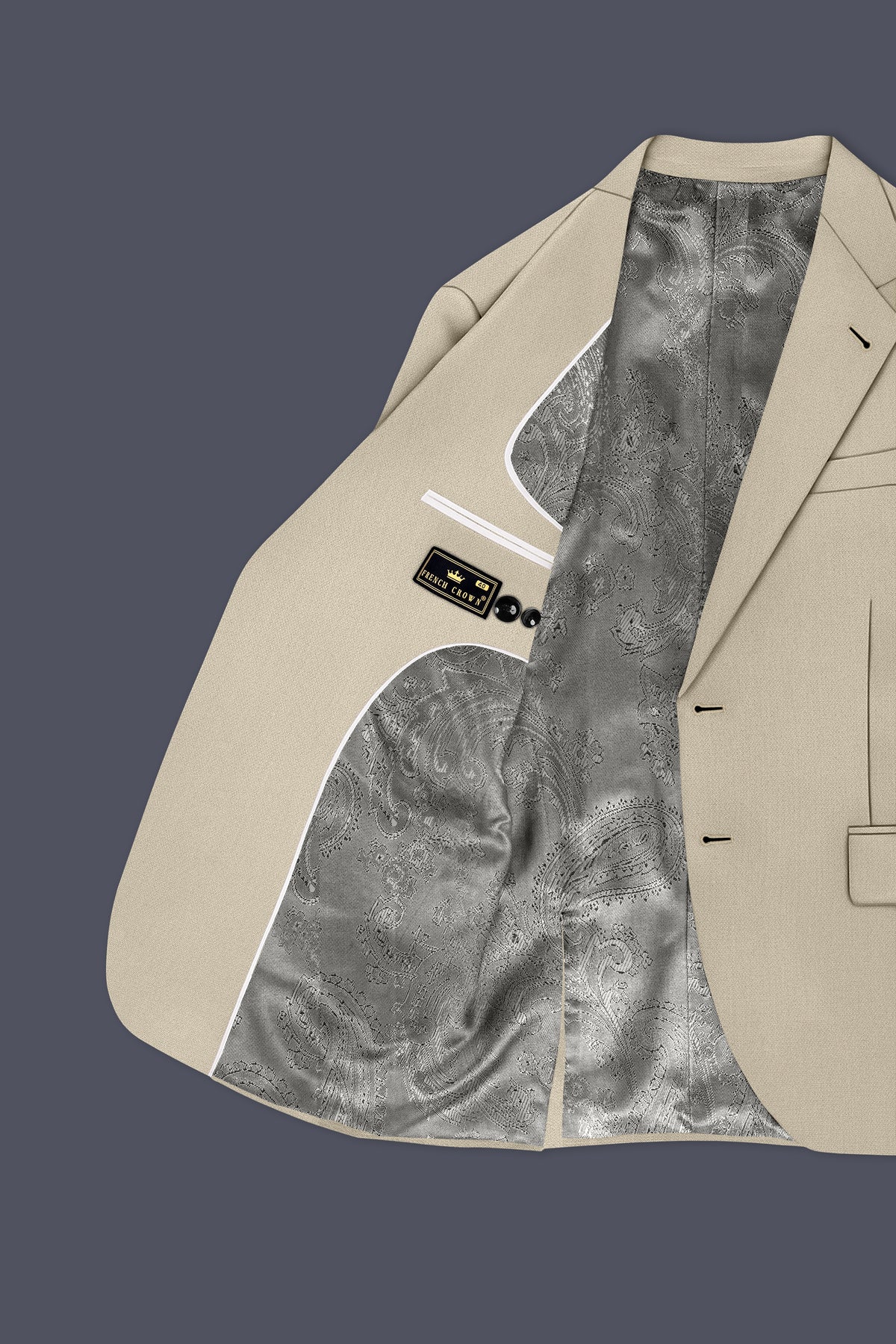 Vellum-Rodeo Cream Diamond Textured Wool Rich Slight Stretch Single Breasted Suit