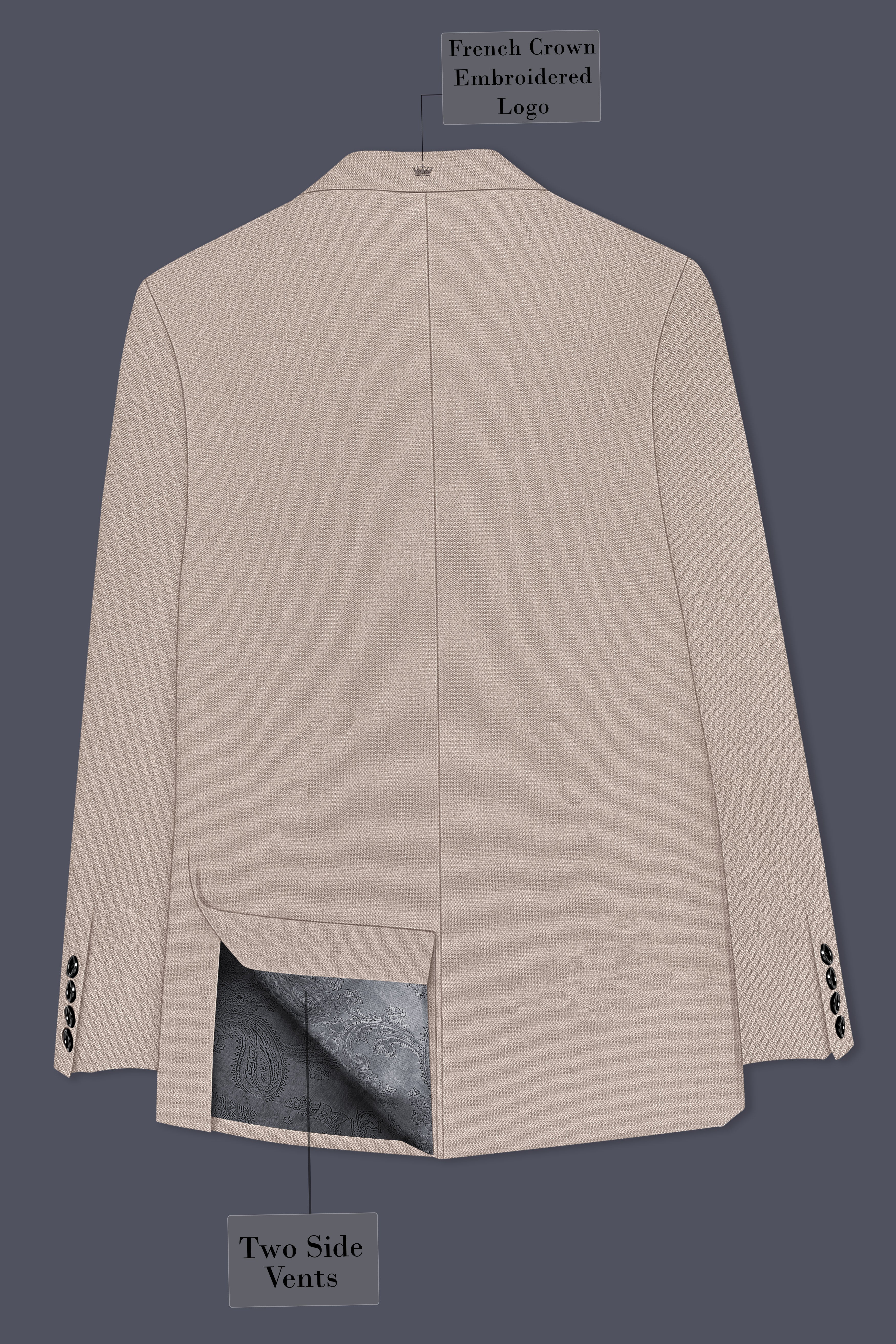 Vellum-Rodeo Cream Diamond Textured Wool Rich Slight Stretch Single Breasted Suit