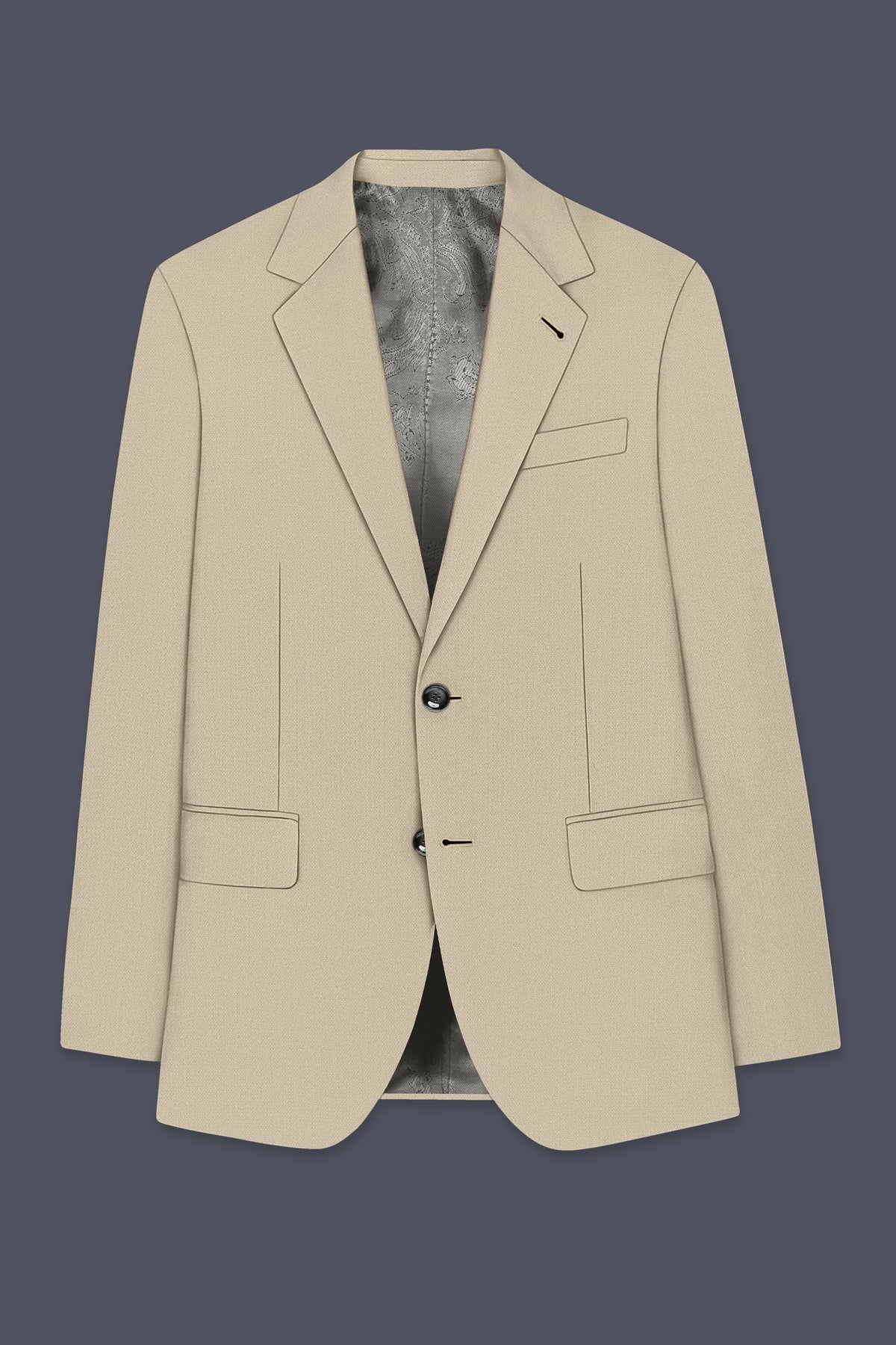 Vellum-Rodeo Cream Diamond Textured Wool Rich Slight Stretch Single Breasted Suit