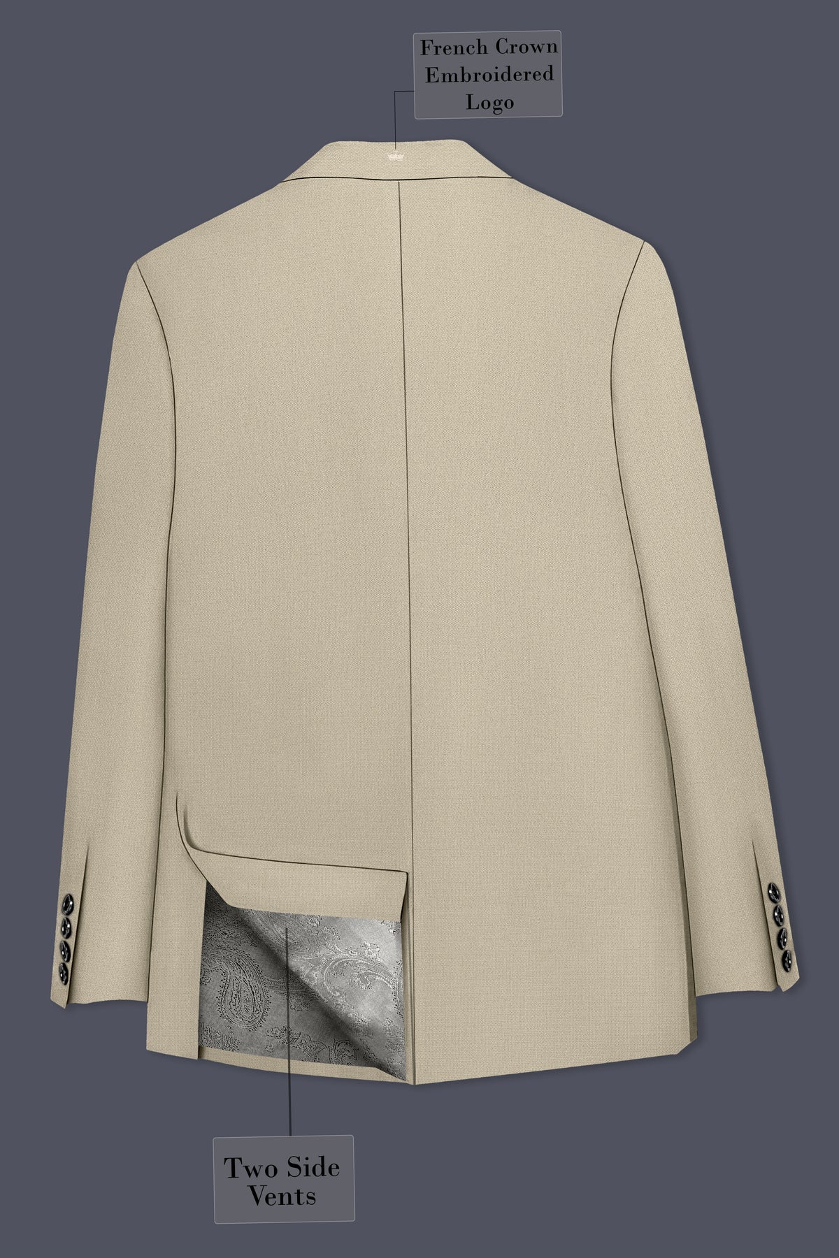 Vellum-Rodeo Cream Diamond Textured Wool Rich Slight Stretch Single Breasted Suit