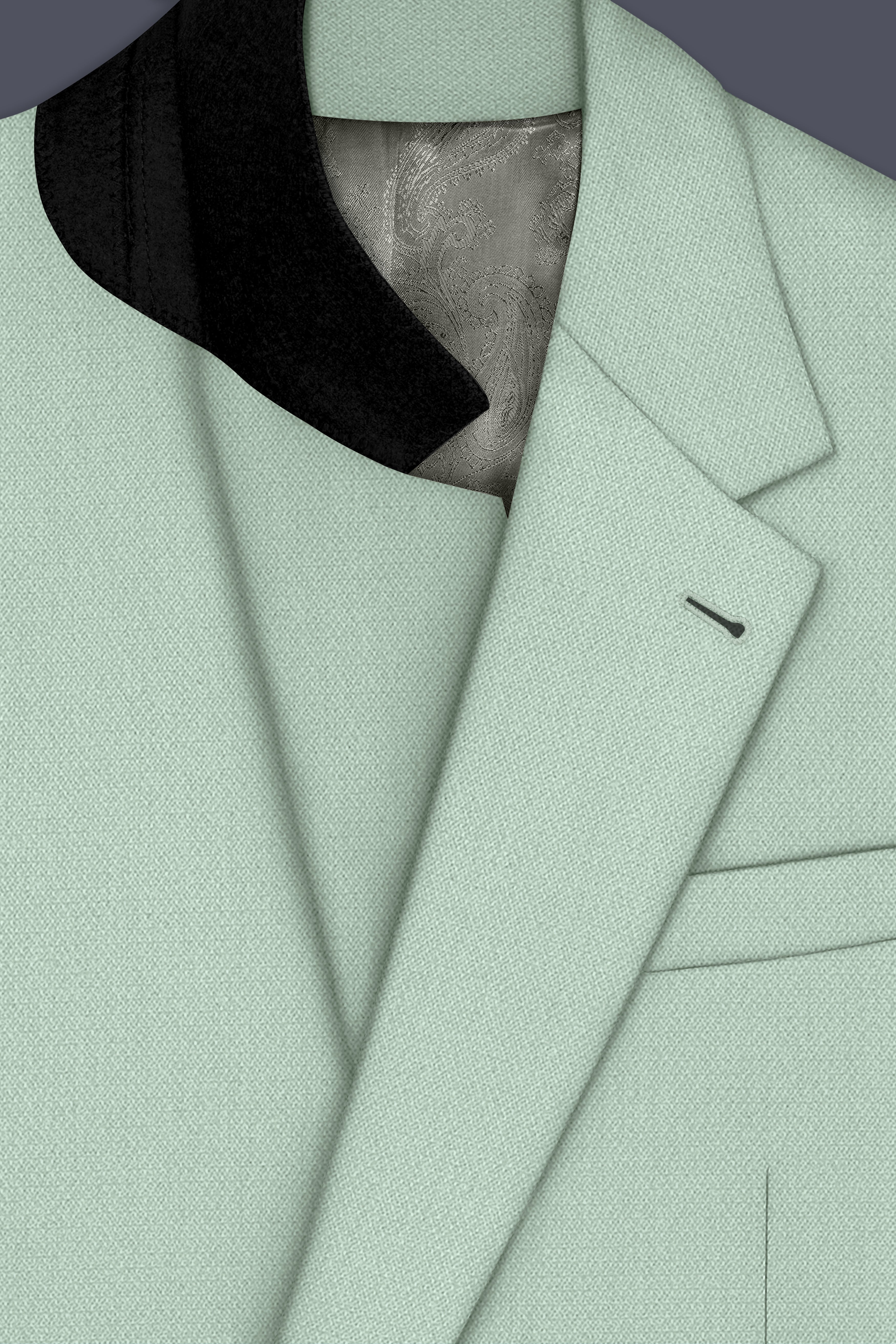Sylvan-Cascade Green Diamond Textured Wool Rich Slight Stretch Single Breasted Suit