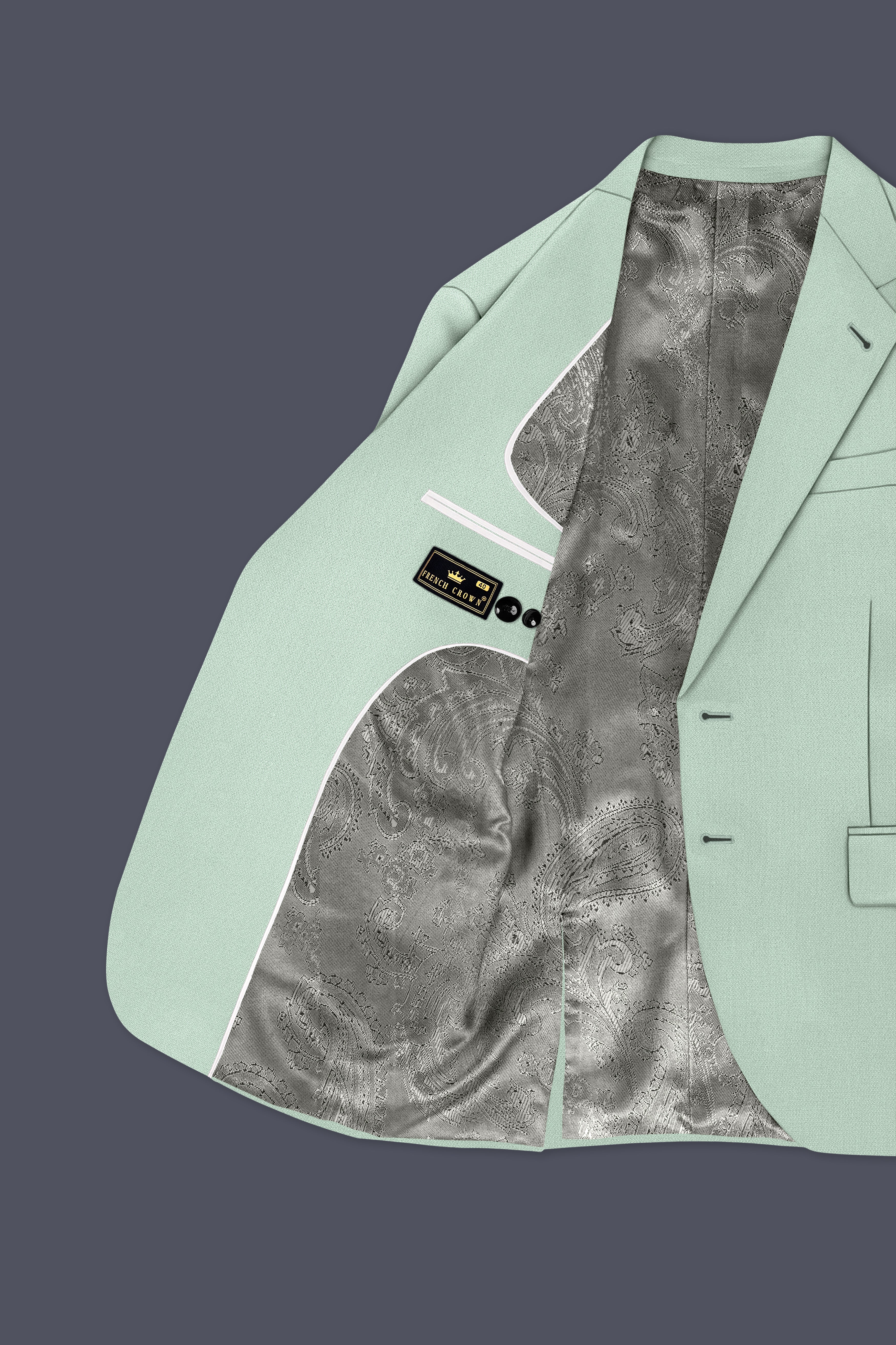 Sylvan-Cascade Green Diamond Textured Wool Rich Slight Stretch Single Breasted Suit
