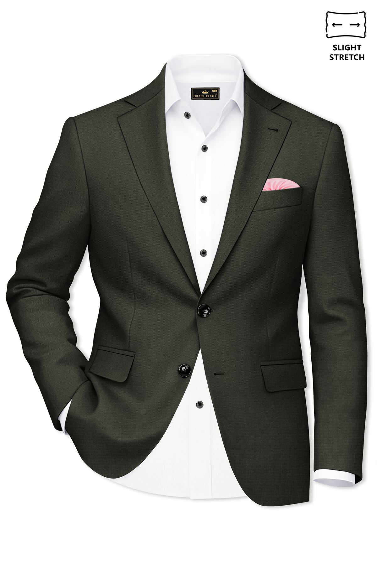 Velaro-Rangoon Green Diamond Textured Wool Rich Slight Stretch Single Breasted Suit