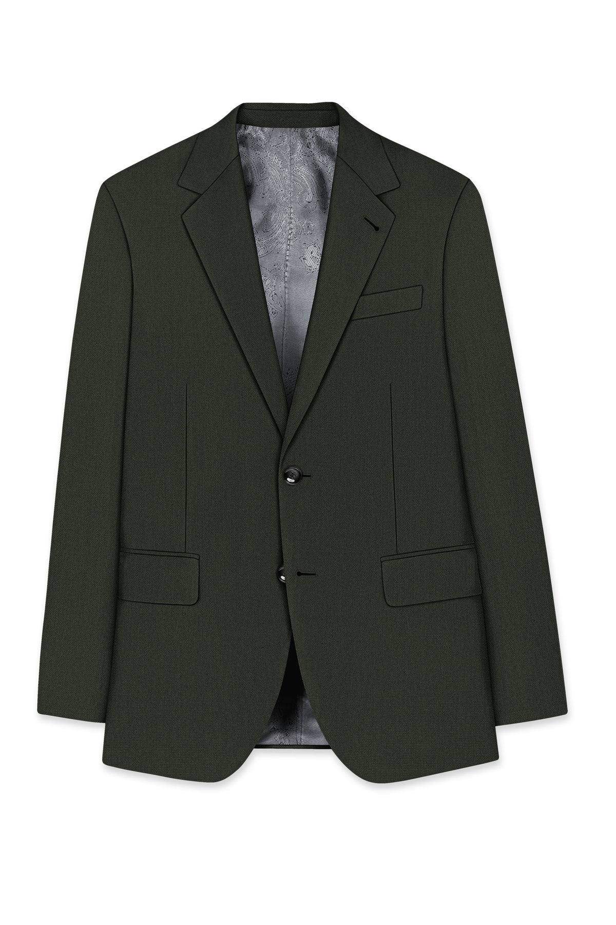 Velaro-Rangoon Green Diamond Textured Wool Rich Slight Stretch Single Breasted Suit