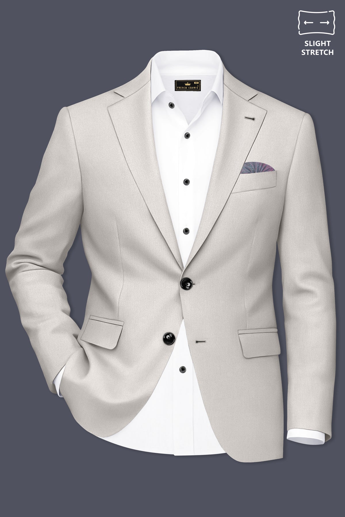 Helix-Fossil Gray Diamond Textured Wool Rich Slight Stretch Single Breasted Suit