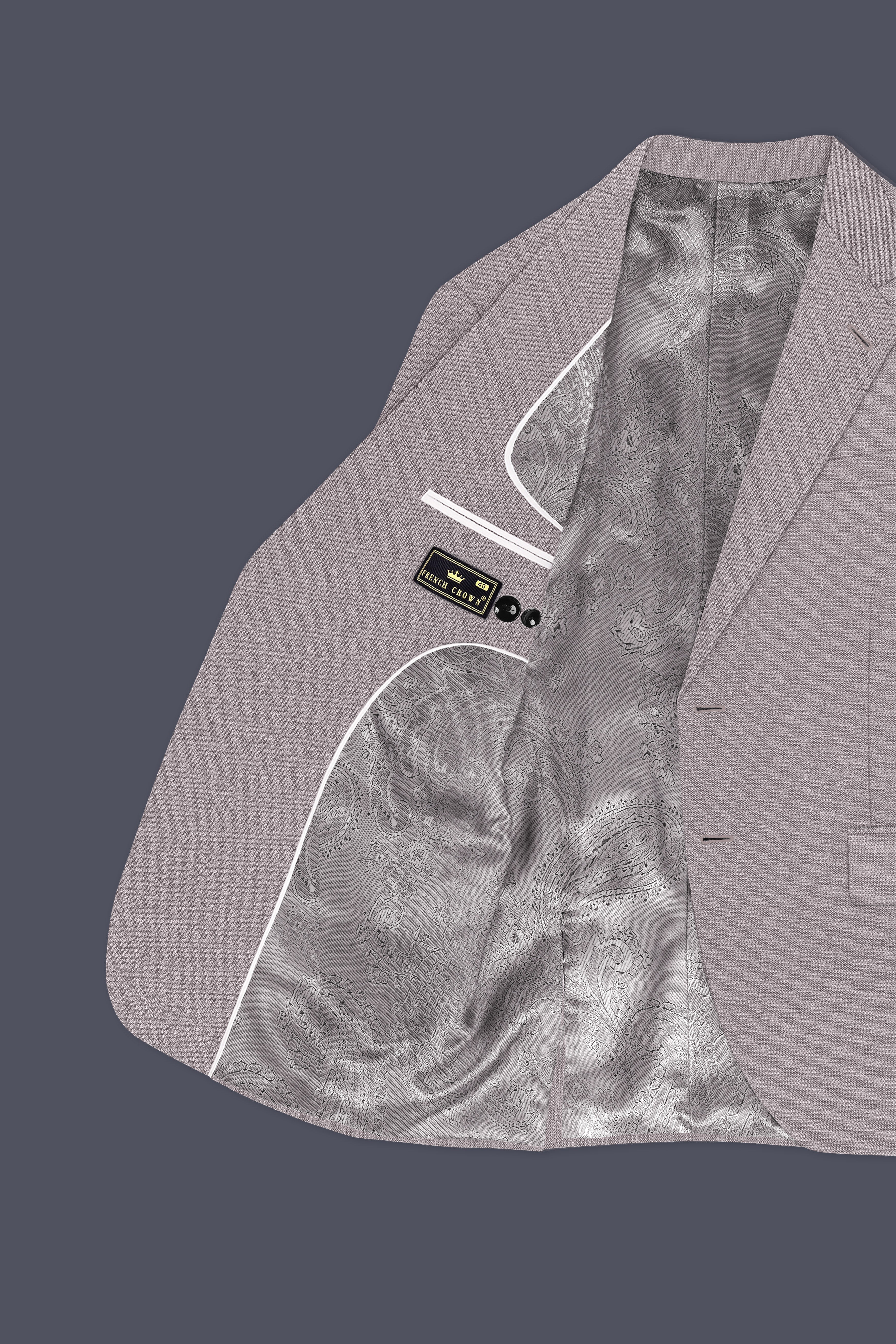 Helix-Fossil Gray Diamond Textured Wool Rich Slight Stretch Single Breasted Suit