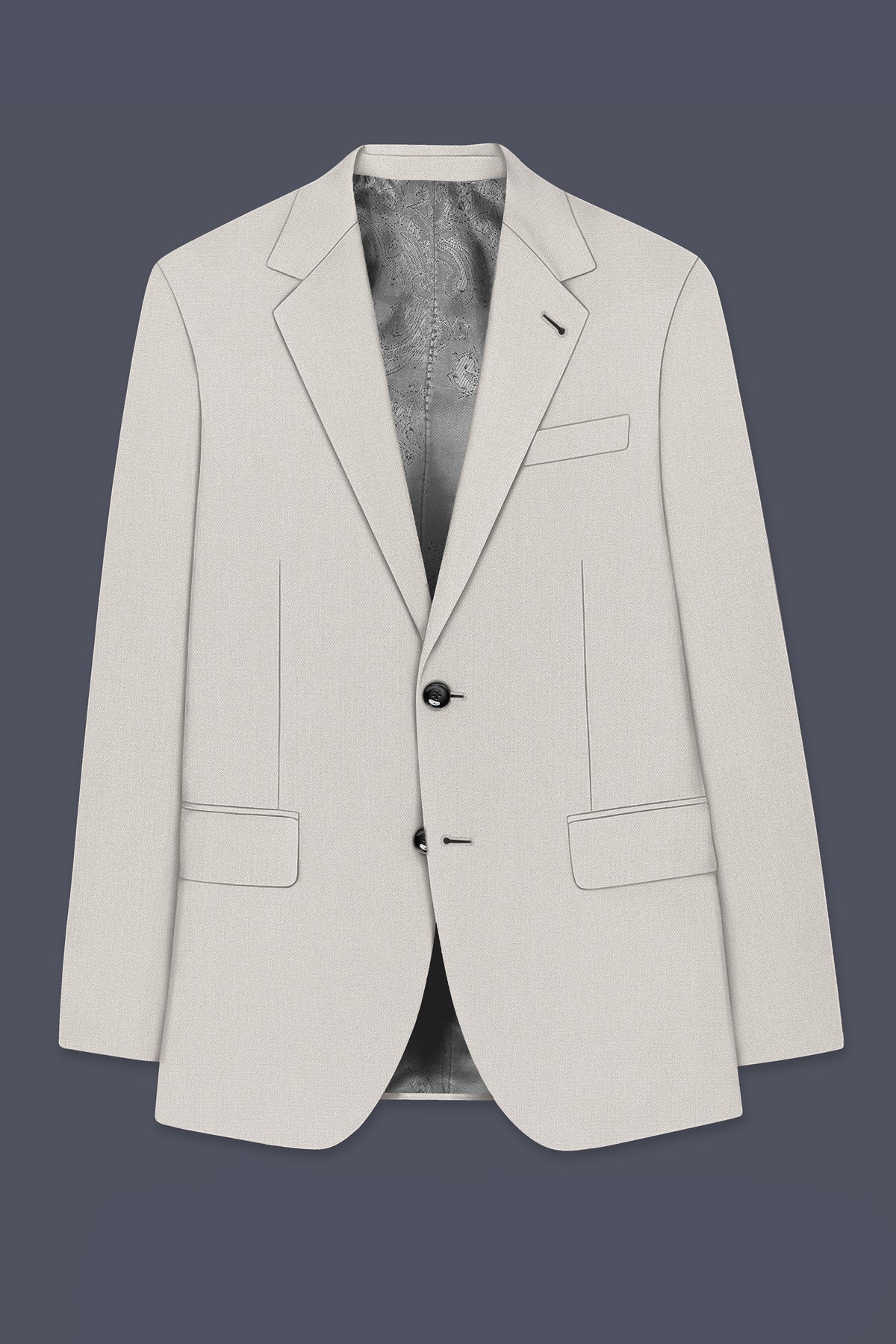 Helix-Fossil Gray Diamond Textured Wool Rich Slight Stretch Single Breasted Suit
