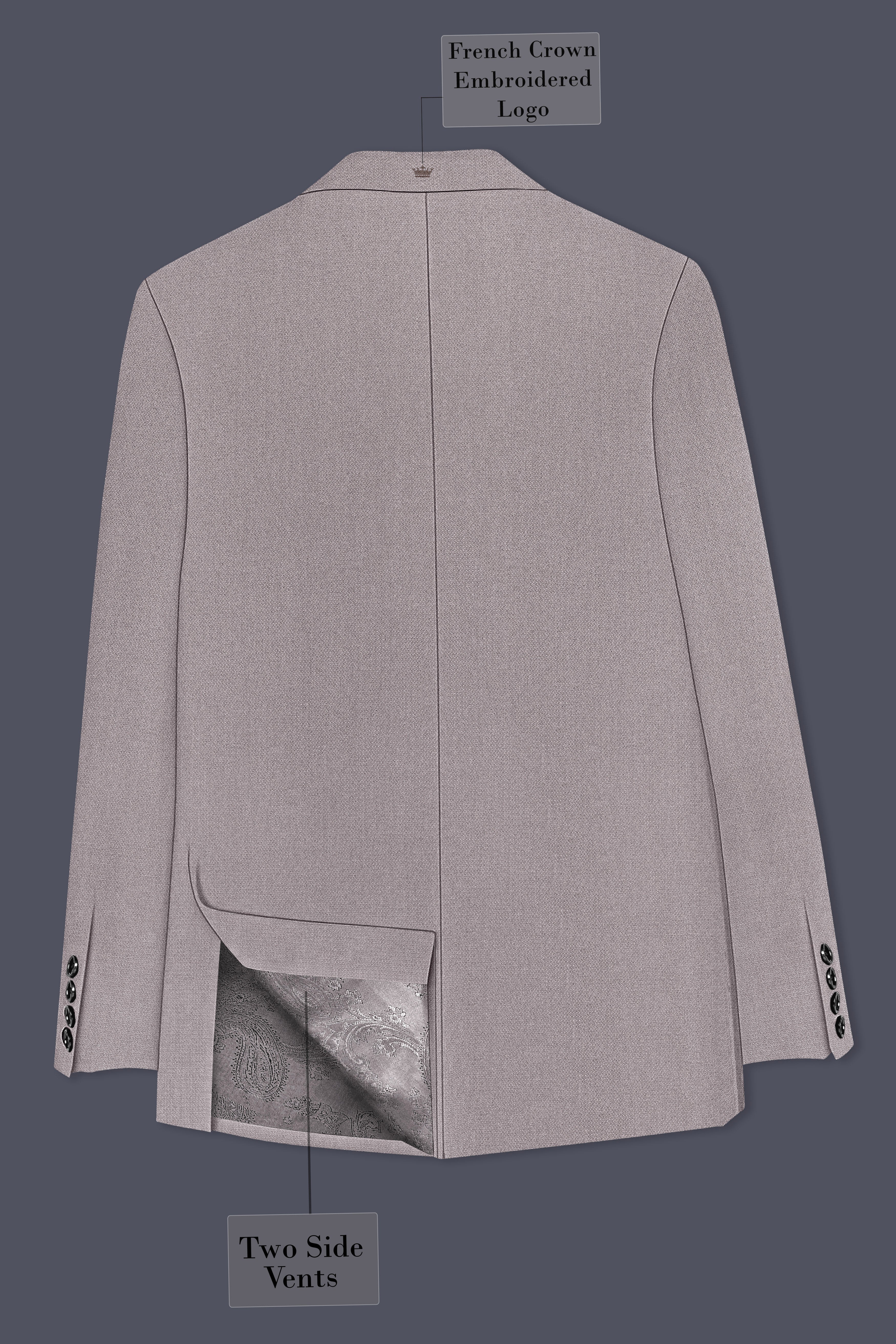 Helix-Fossil Gray Diamond Textured Wool Rich Slight Stretch Single Breasted Suit