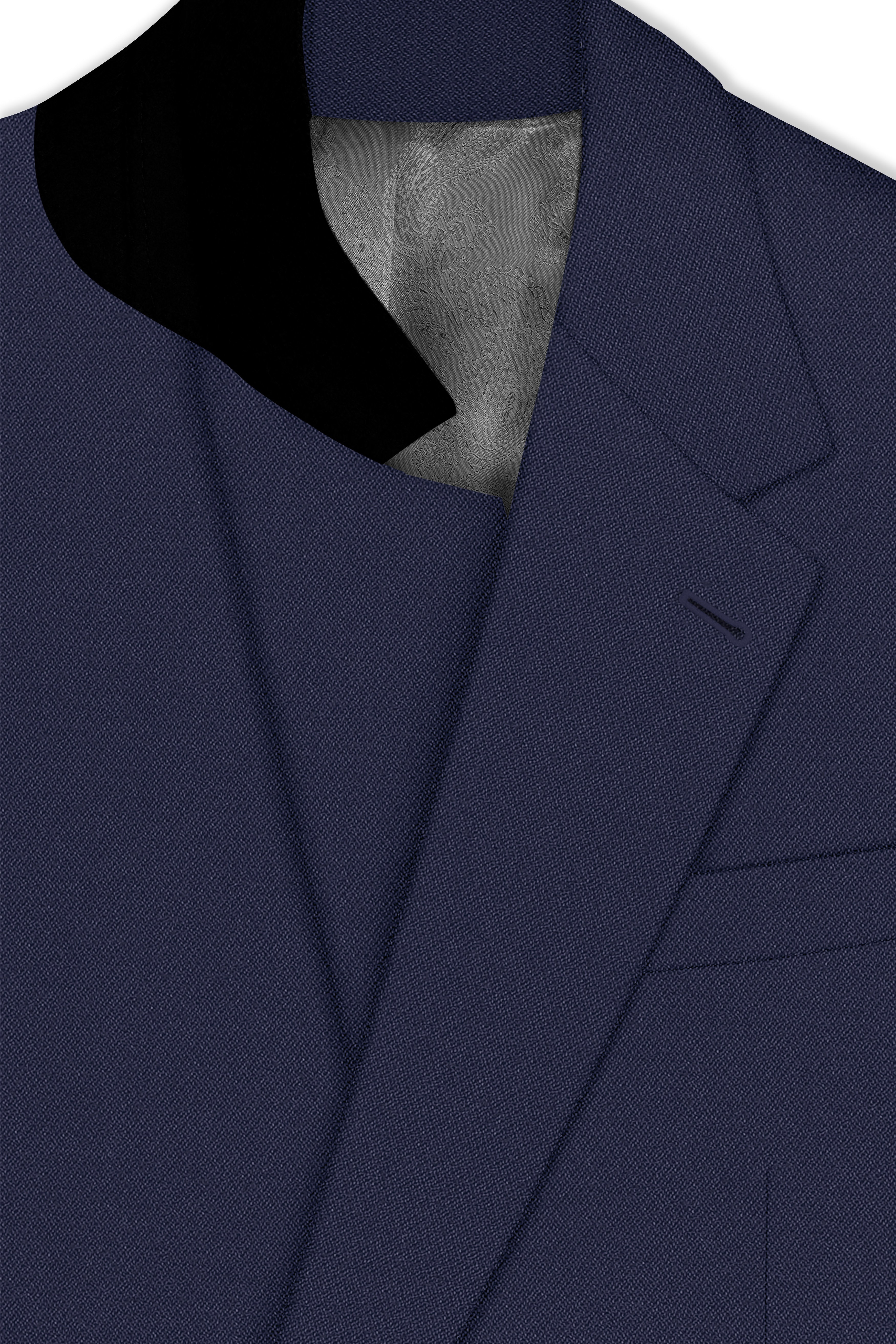 Noctis-Cinder Blue Diamond Textured Wool Rich Slight Stretch Single Breasted Suit