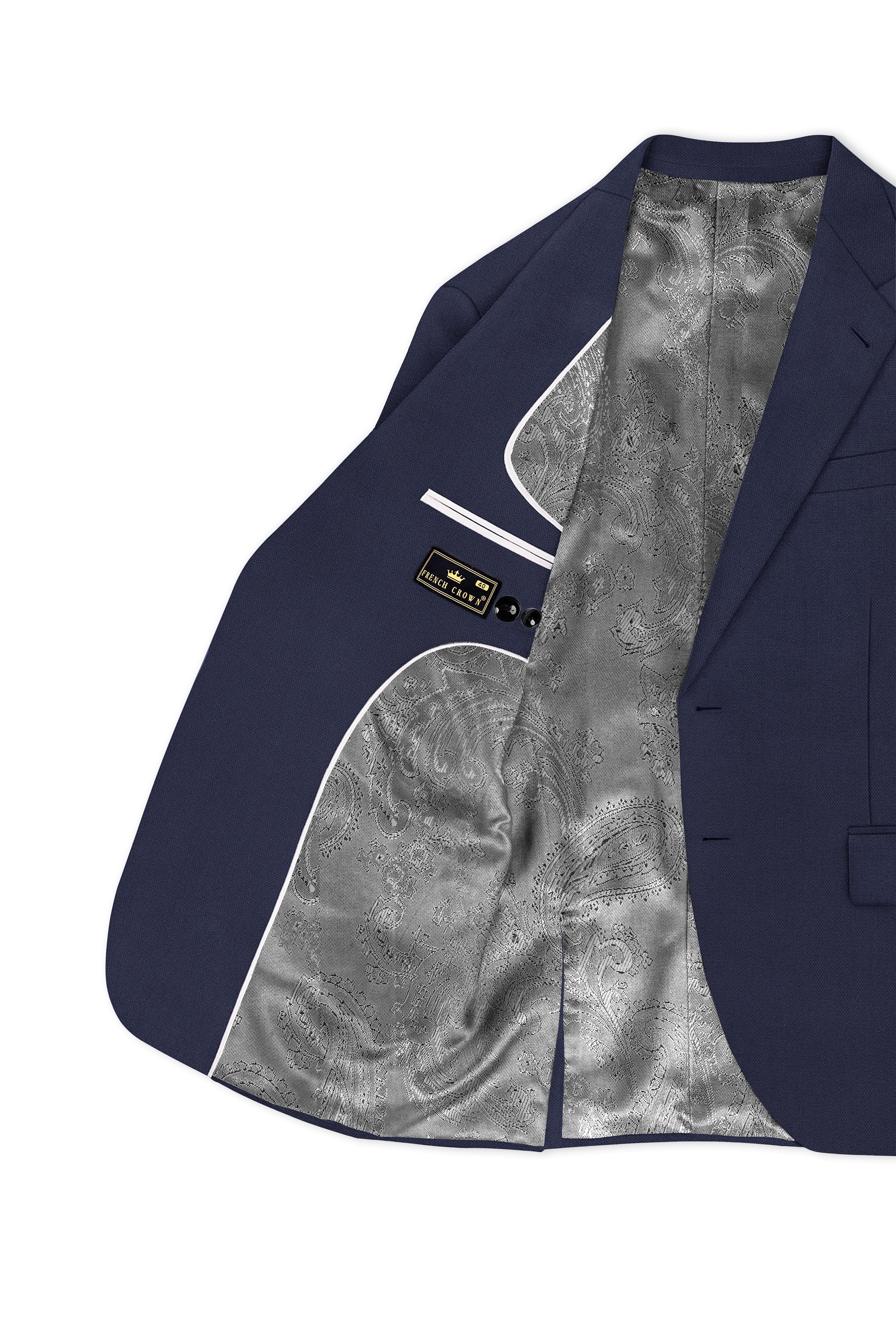 Noctis-Cinder Blue Diamond Textured Wool Rich Slight Stretch Single Breasted Suit